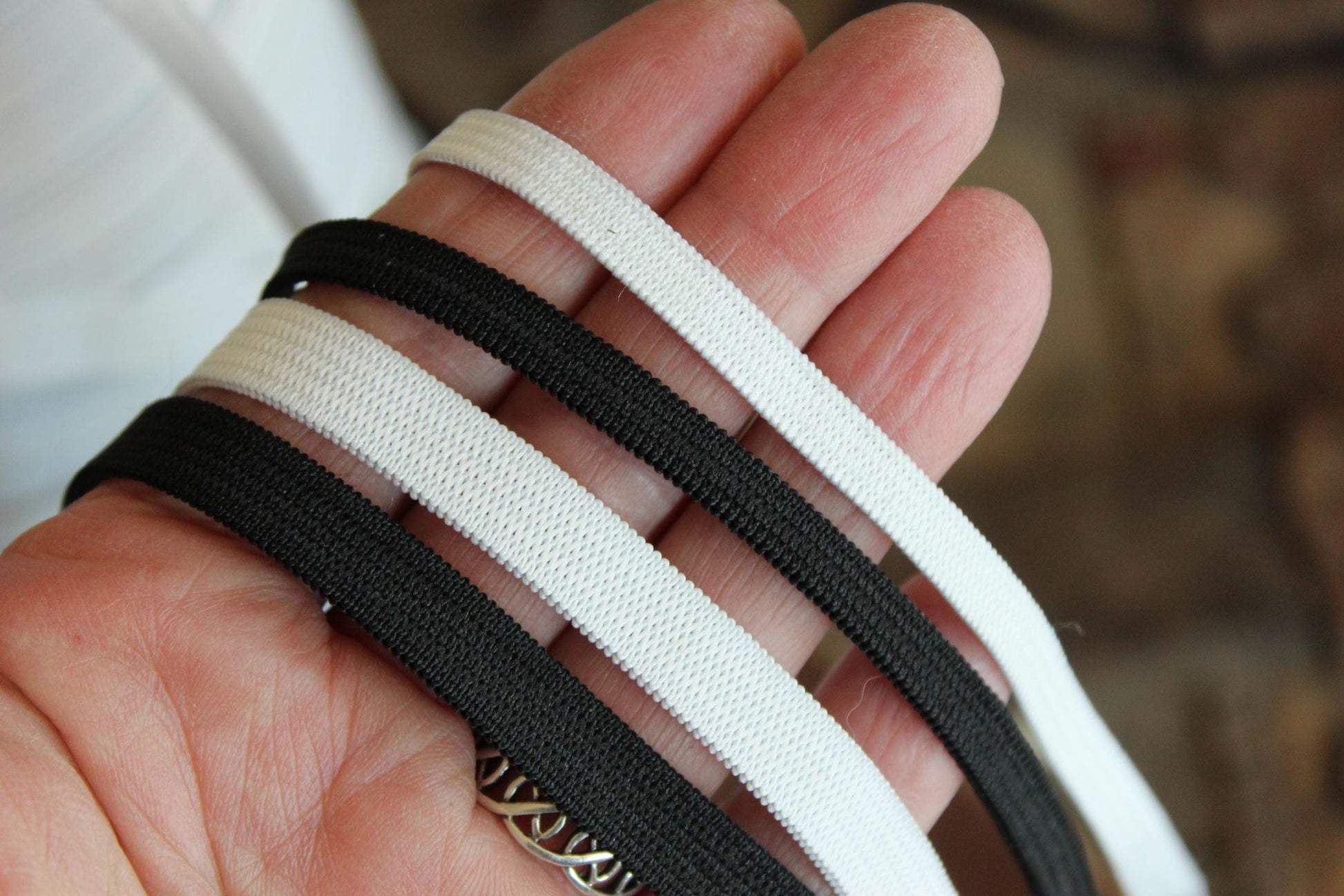 USA Made Elastic: White or Black, 1/4" or 3/8", 5 Yards