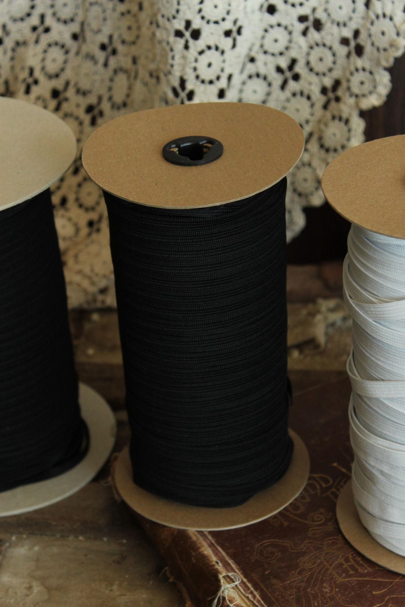 USA Made Elastic: White or Black, 1/4" or 3/8", 5 Yards