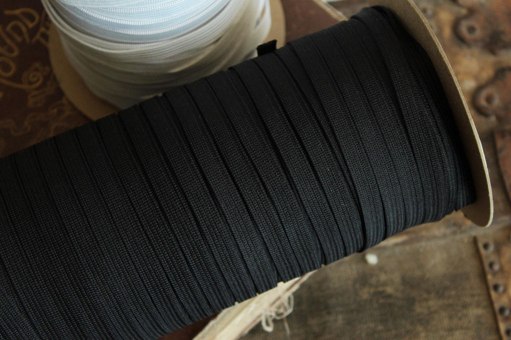 USA Made Elastic: White or Black, 1/4" or 3/8", 5 Yards