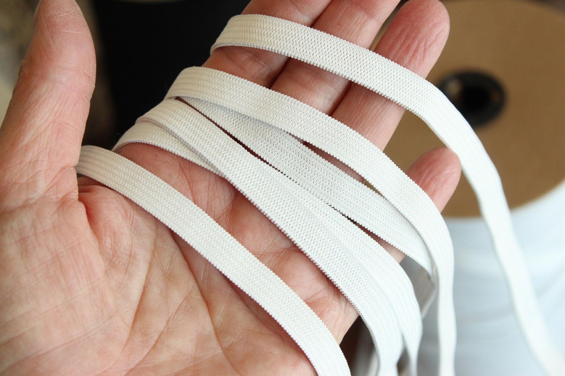 USA Made Elastic: White or Black, 1/4" or 3/8", 5 Yards
