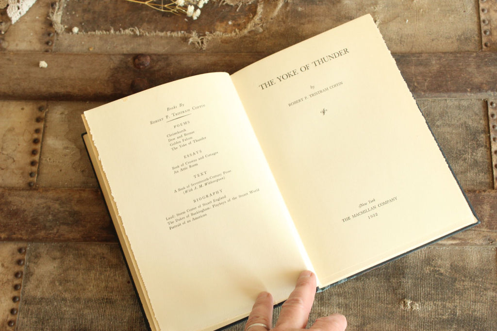 Vintage 1930s Poetry Book, "The Yoke of Thunder" by Robert P. Tristram Coffin