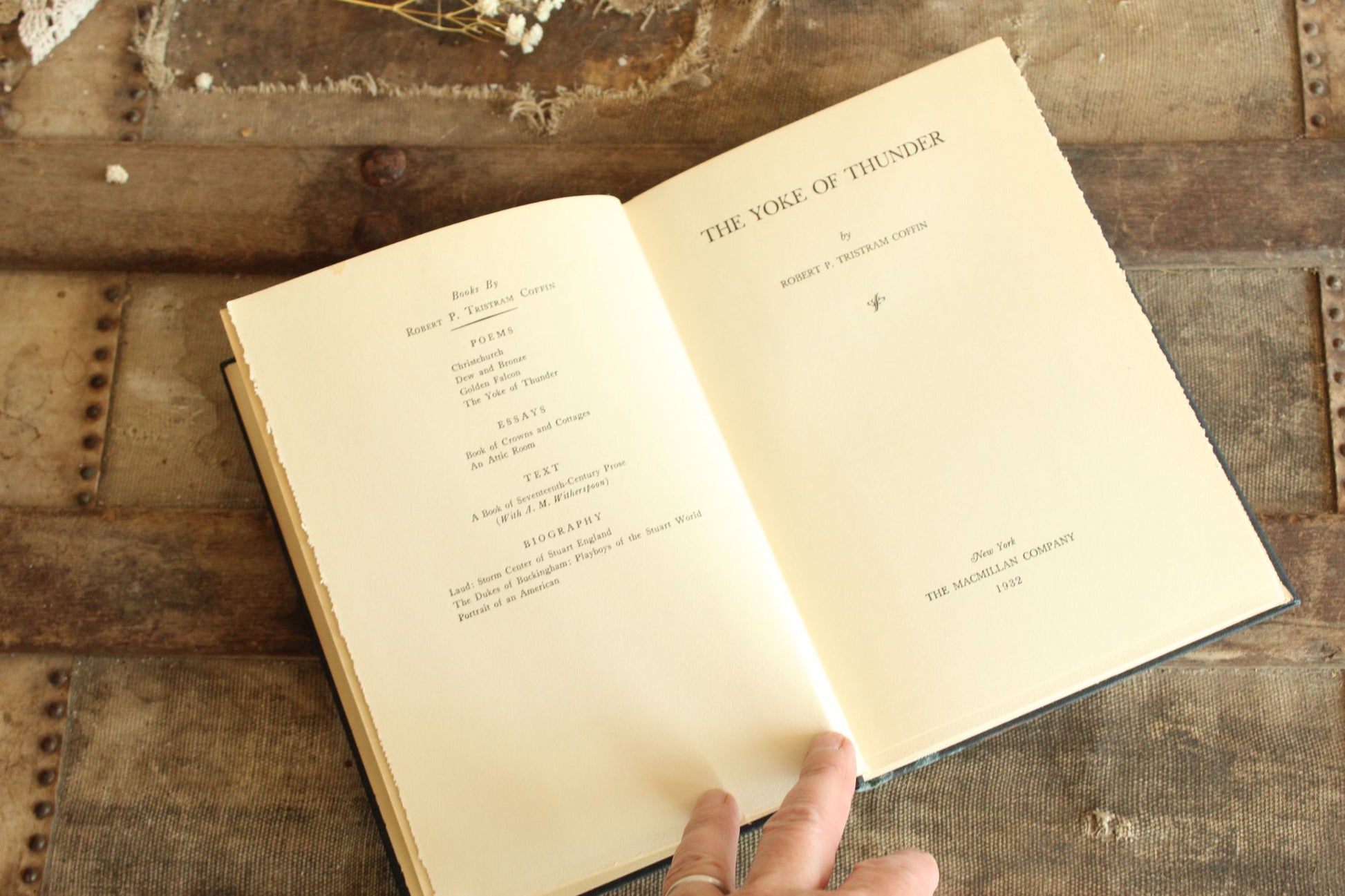Vintage 1930s Poetry Book, "The Yoke of Thunder" by Robert P. Tristram Coffin