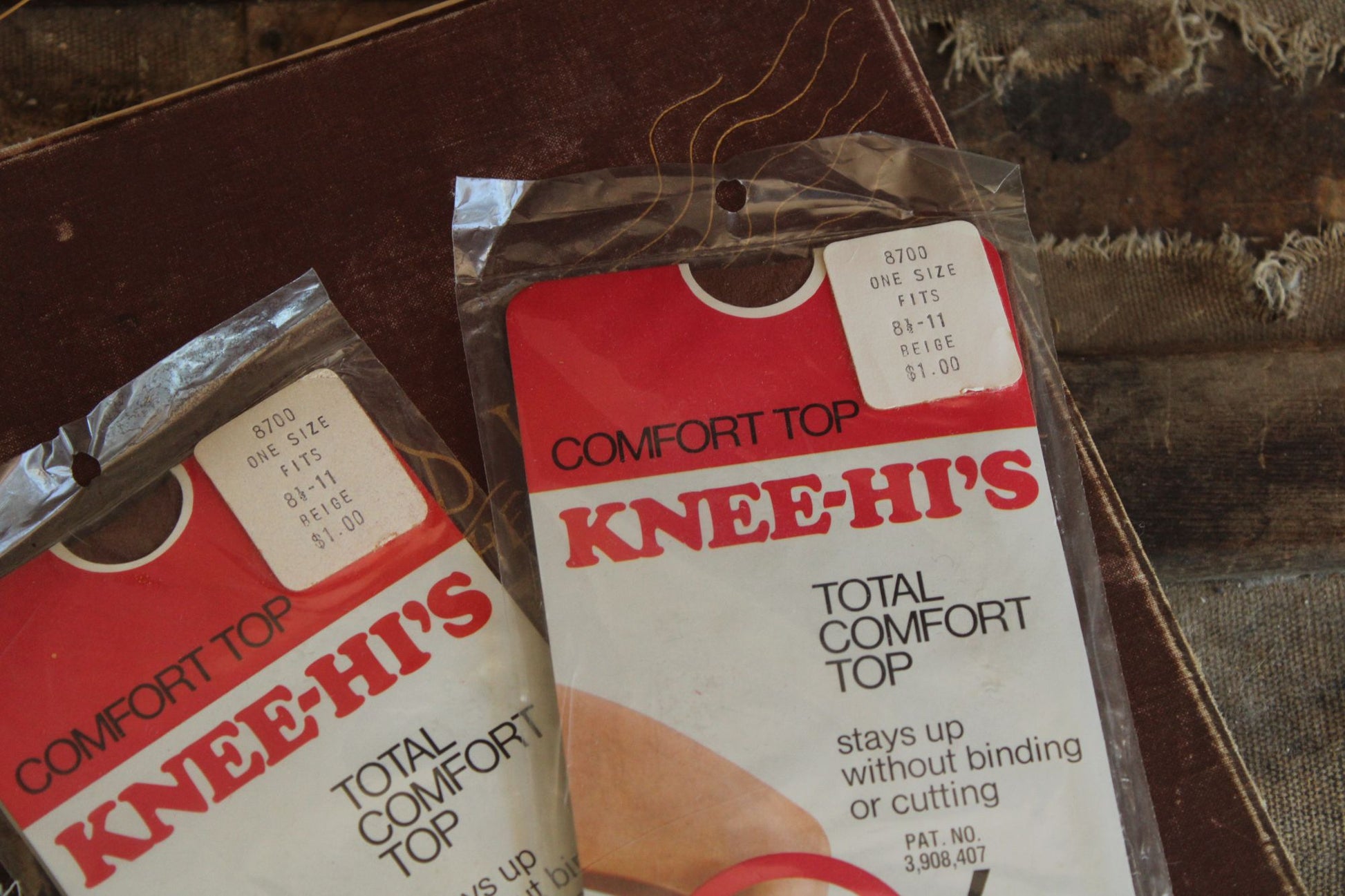 Vintage 1980s 1990s Knee High Stockings, New, Beige