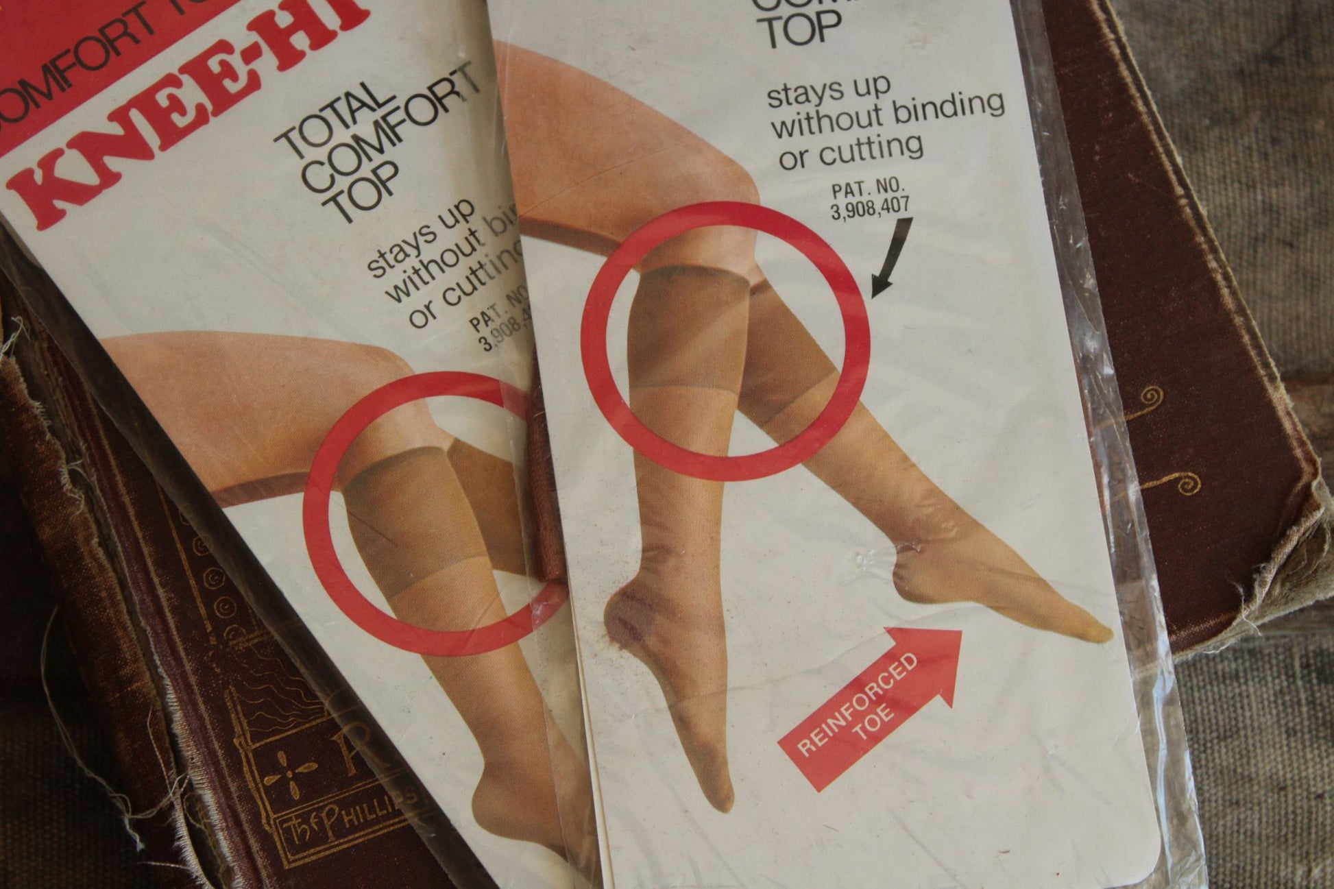 Vintage 1980s 1990s Knee High Stockings, New, Beige