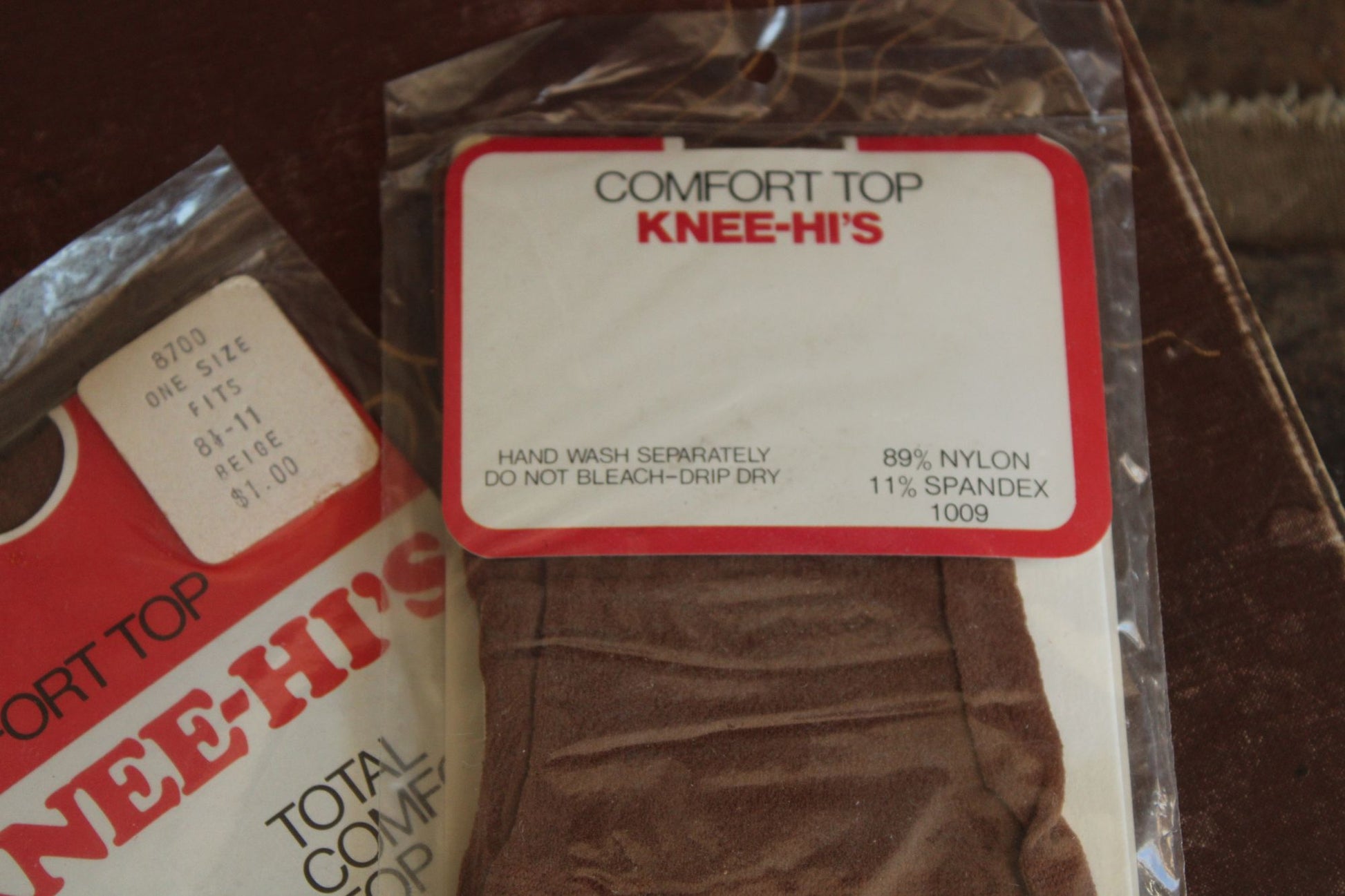 Vintage 1980s 1990s Knee High Stockings, New, Beige