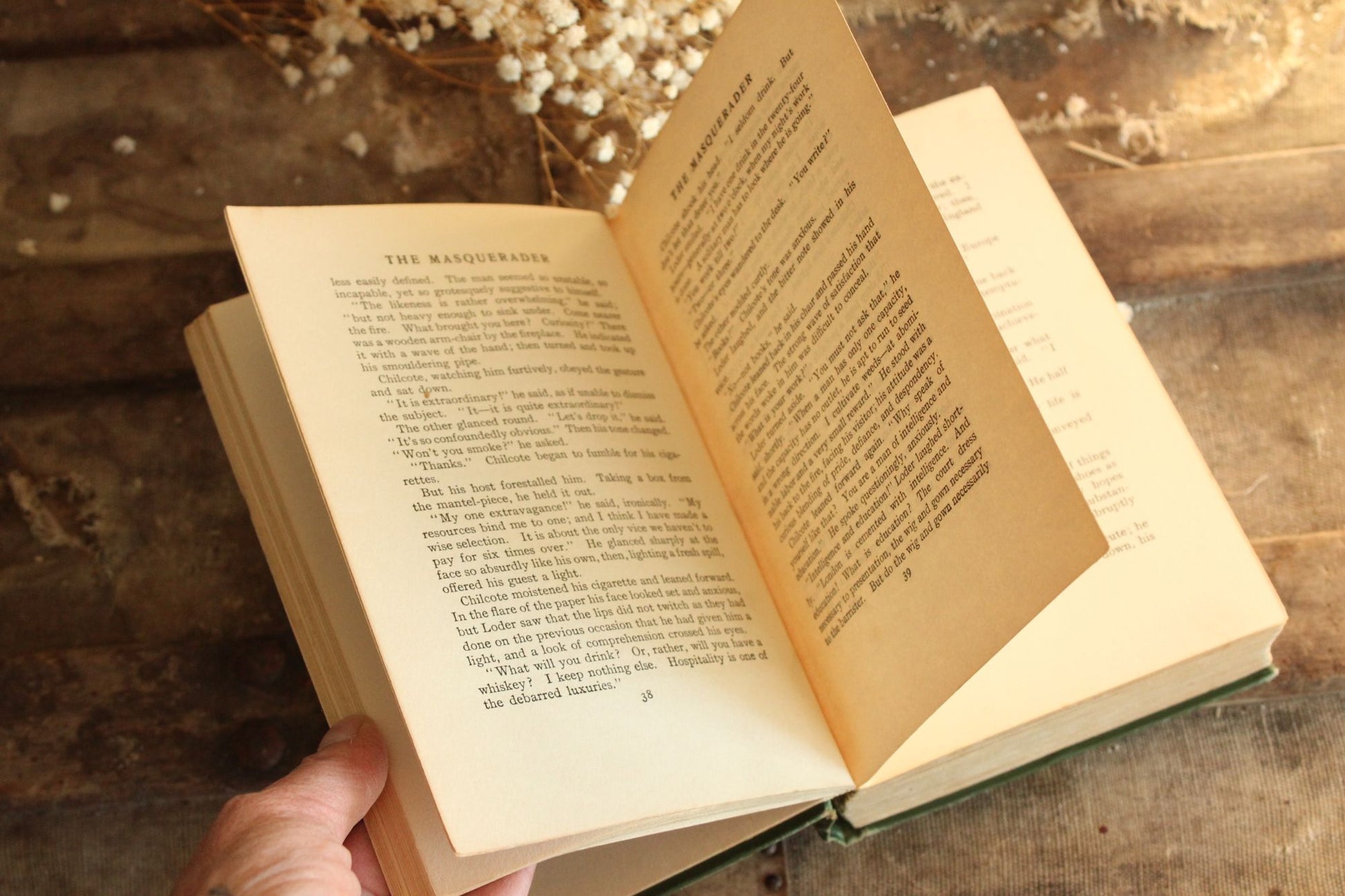 Vintage 1900s Book, "The Masquerader" by Katherine Cecil Thurston, Published by Harper & Bros., Green and Gold