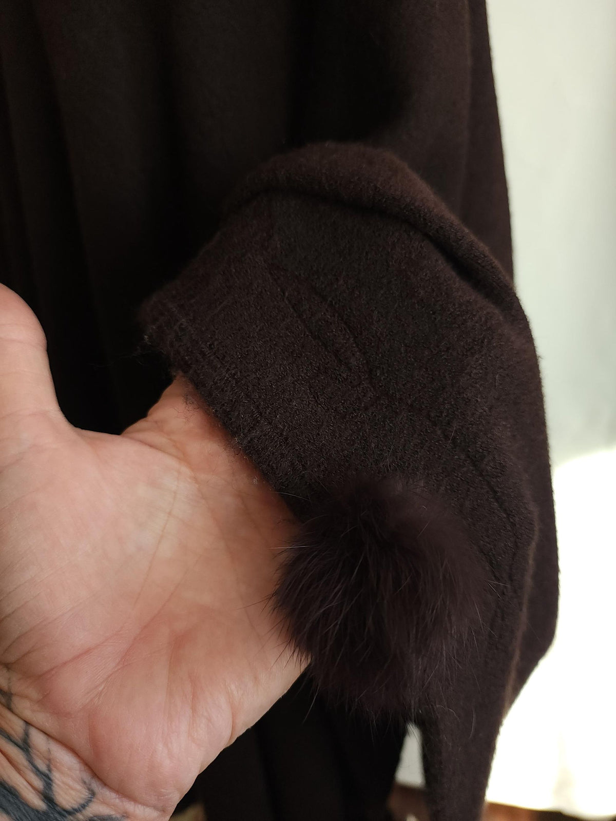 Vintage 1980s Dark Brown Wool Blend Cape or Ruana Wrap