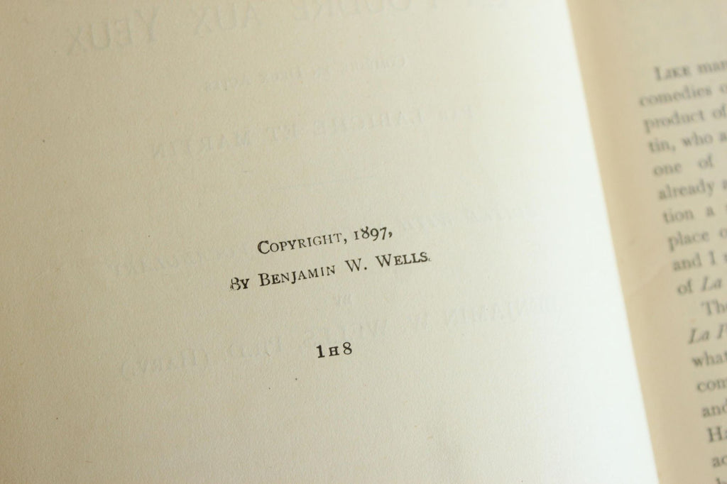 Vintage Antique 1890s Book, "La Poudre aux Yeux", Labiche Martin, Edited by Benjamin Wells