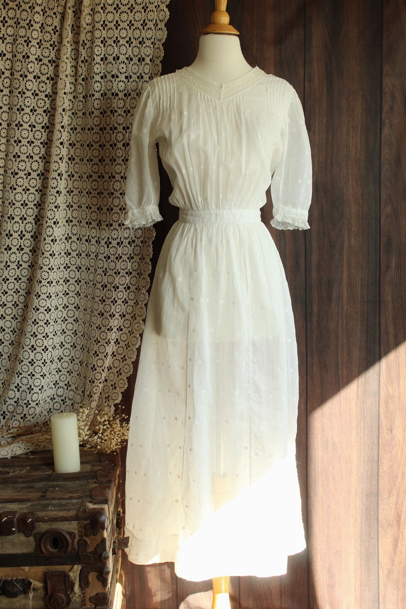 Vintage Antique 1900s 1910s Edwardian White Cotton And Lace Embroidere – Toadstool Farm Vintage