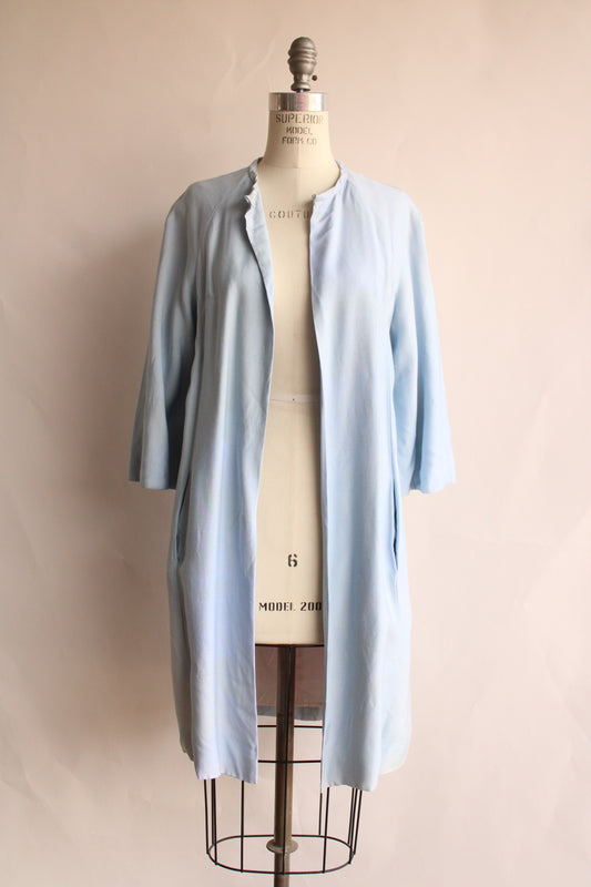 Vintage 1960s Emma Domb Pale Blue Dress with  Matching Jacket and Bow Belt