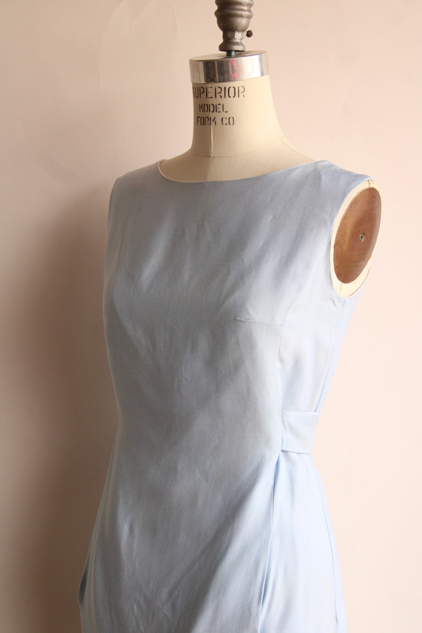Vintage 1960s Emma Domb Pale Blue Dress with  Matching Jacket and Bow Belt