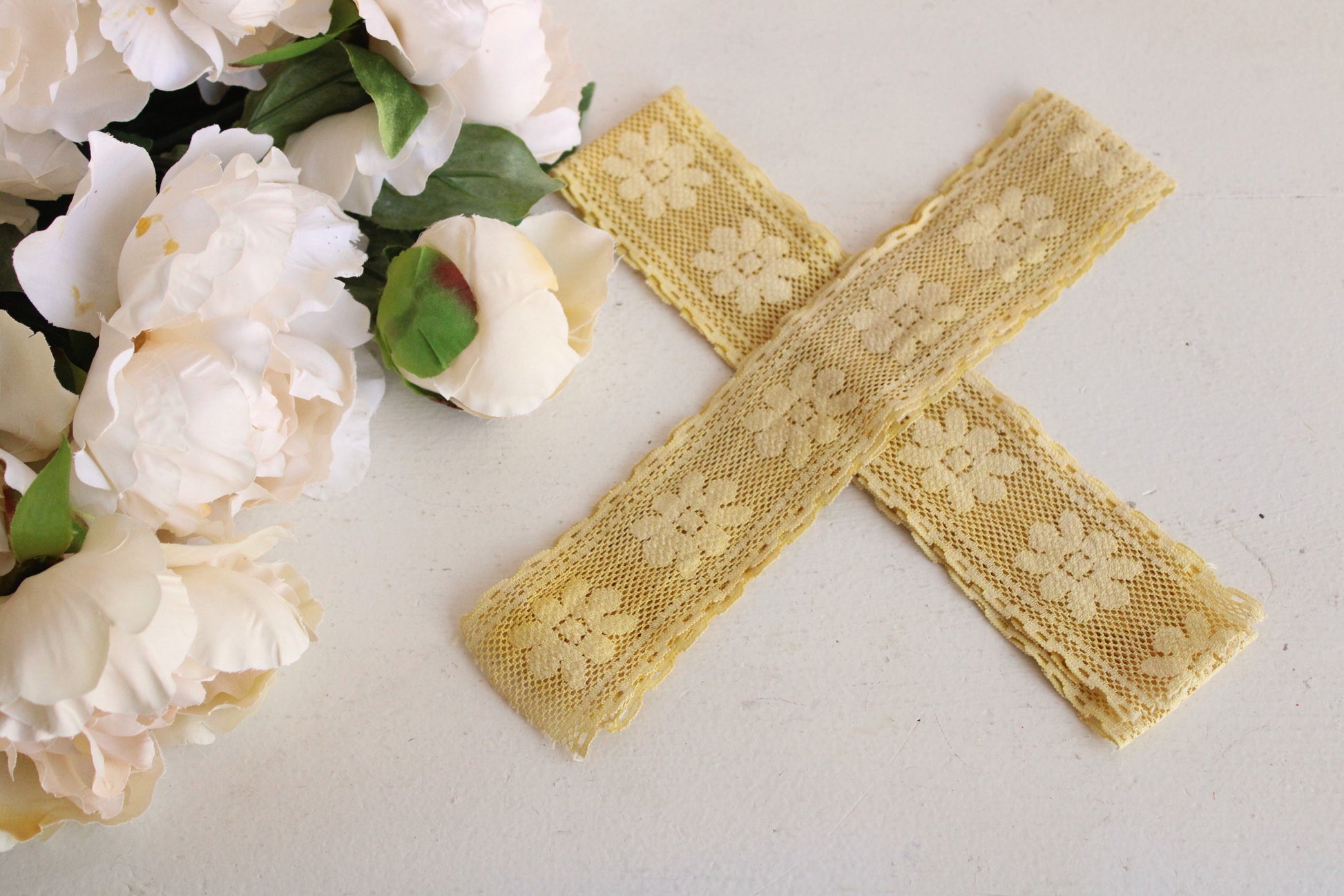 Naturally Plant Dyed Yellow Vintage Lace