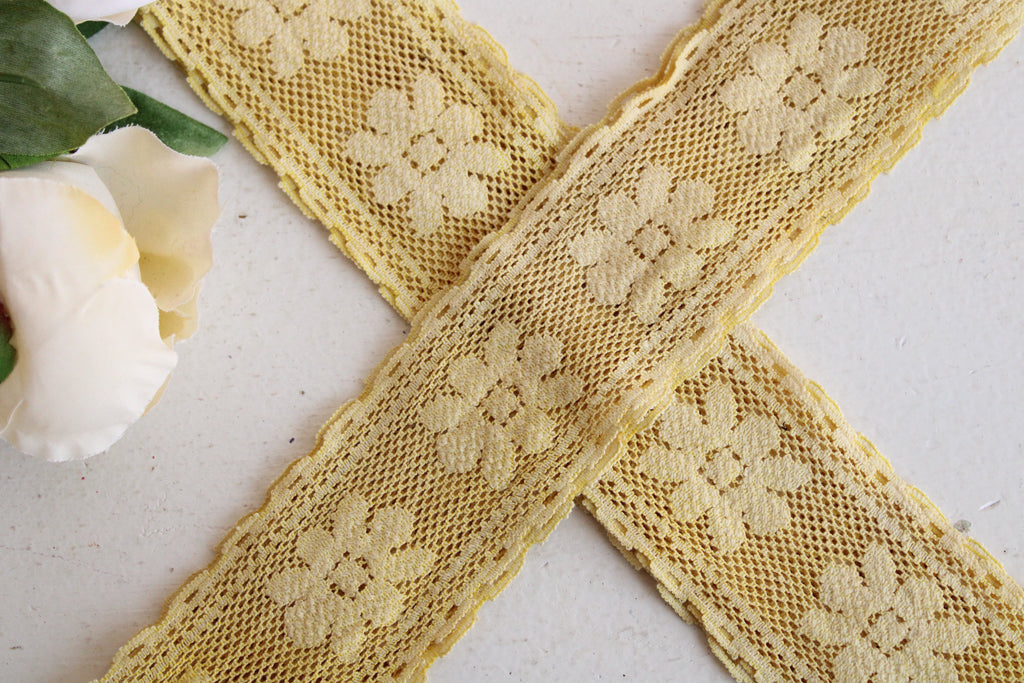 Naturally Plant Dyed Yellow Vintage Lace