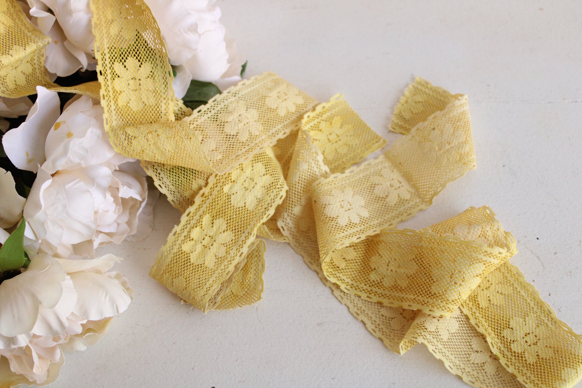 Naturally Plant Dyed Yellow Vintage Lace