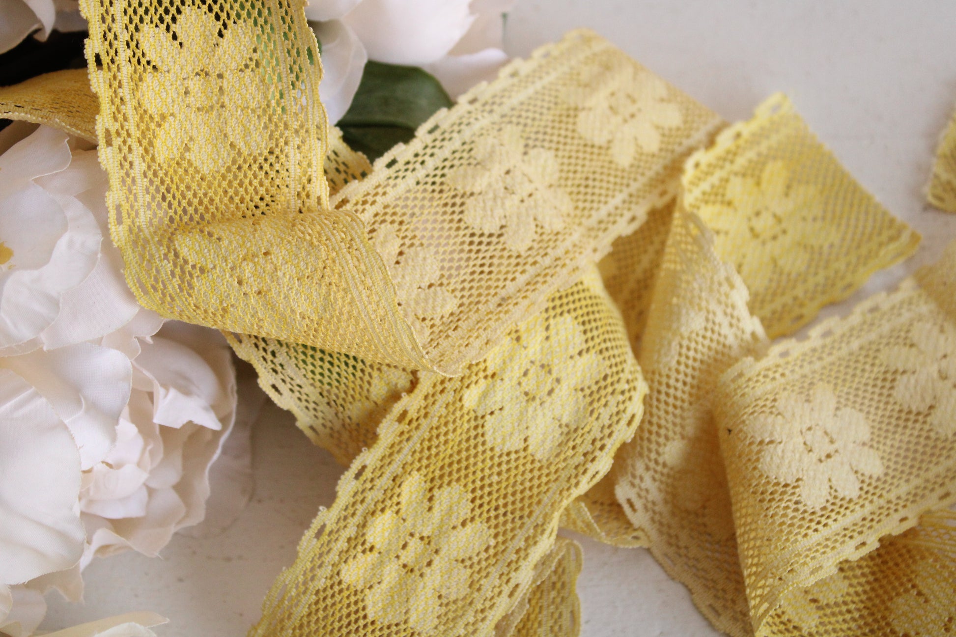Naturally Plant Dyed Yellow Vintage Lace