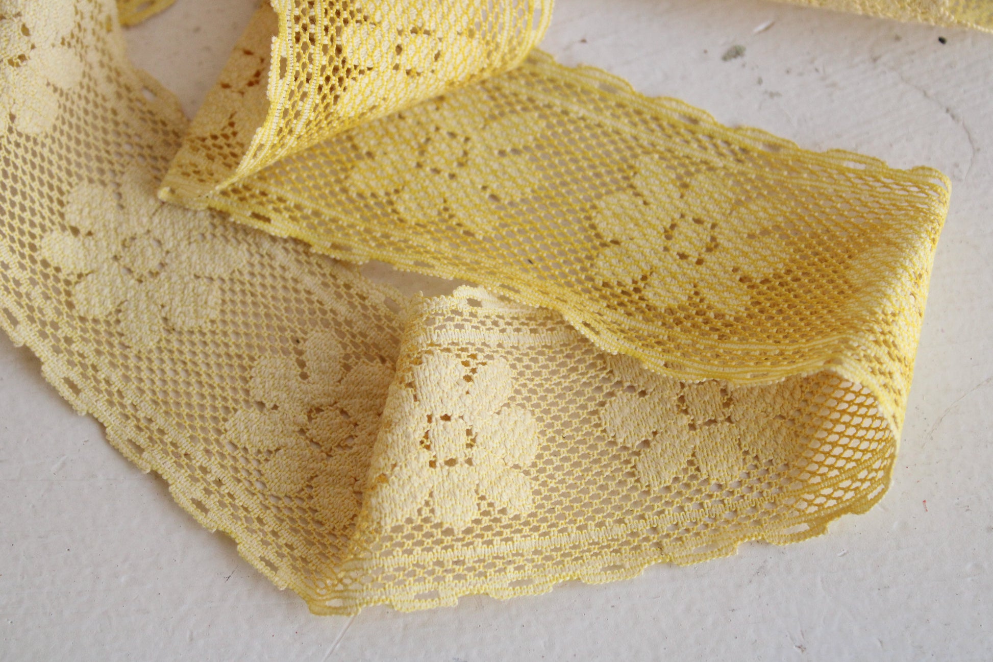 Naturally Plant Dyed Yellow Vintage Lace