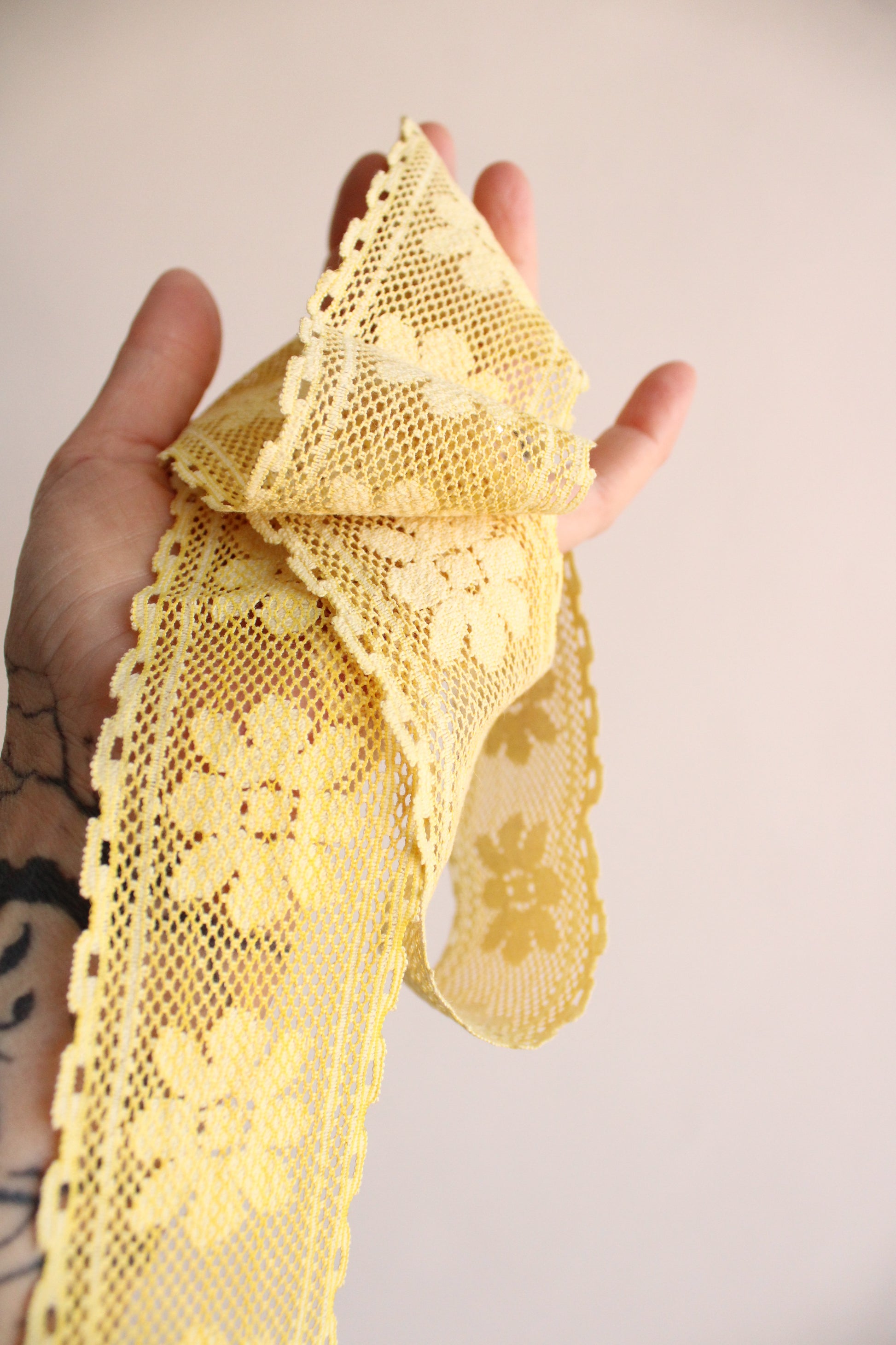 Naturally Plant Dyed Yellow Vintage Lace
