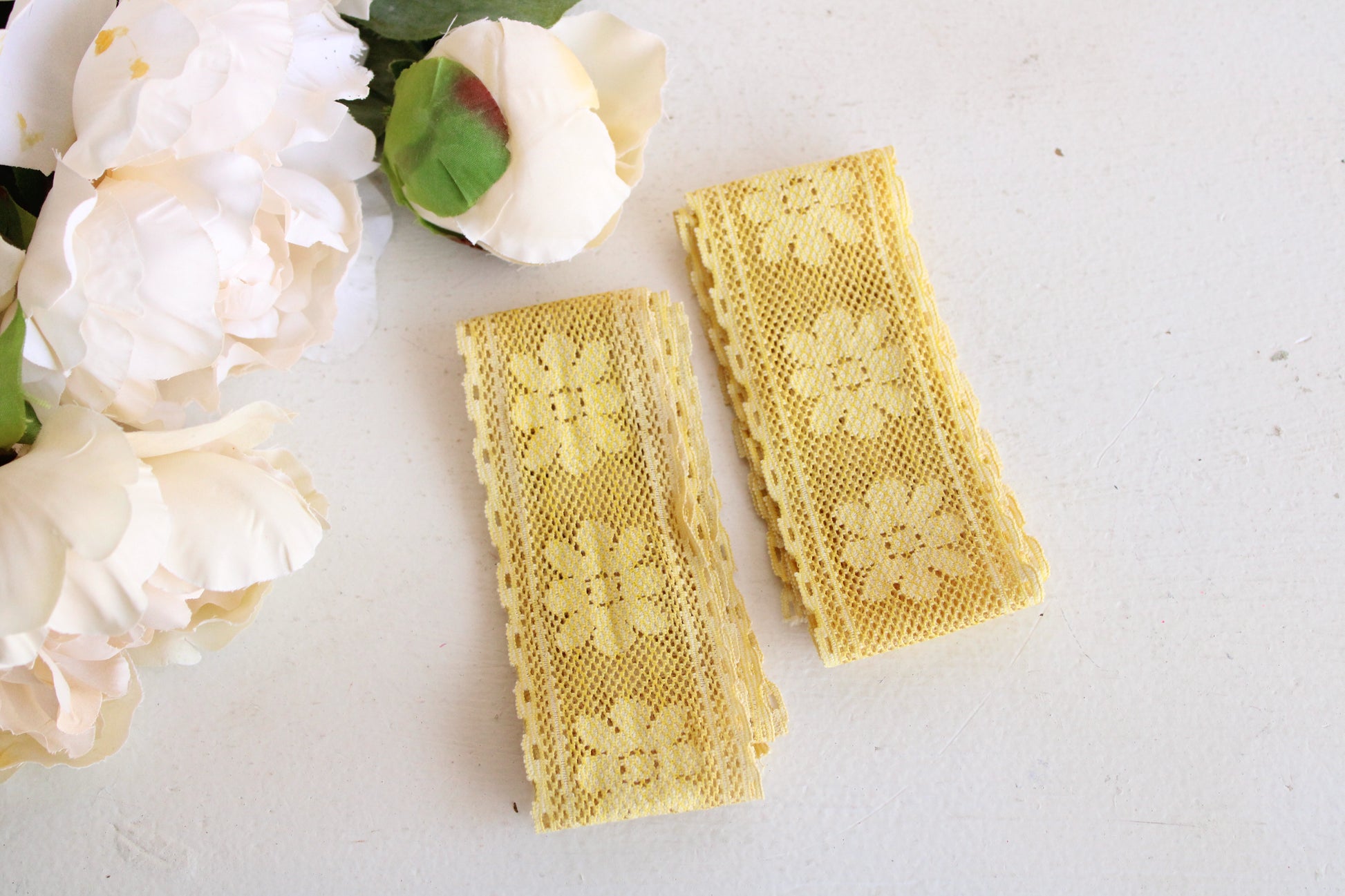 Naturally Plant Dyed Yellow Vintage Lace