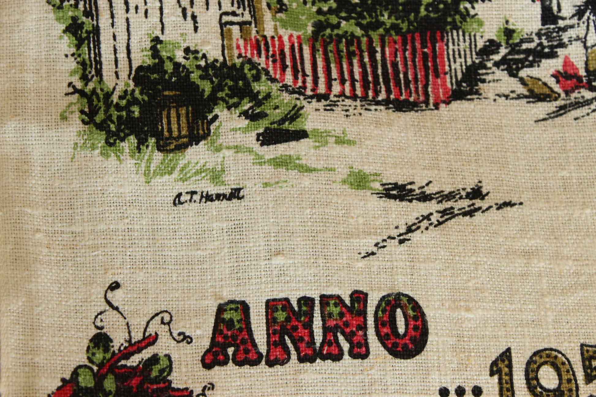 Vintage 1958 Stevens Linen Calendar Towel