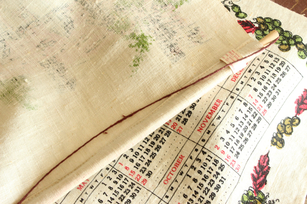 Vintage 1958 Stevens Linen Calendar Towel