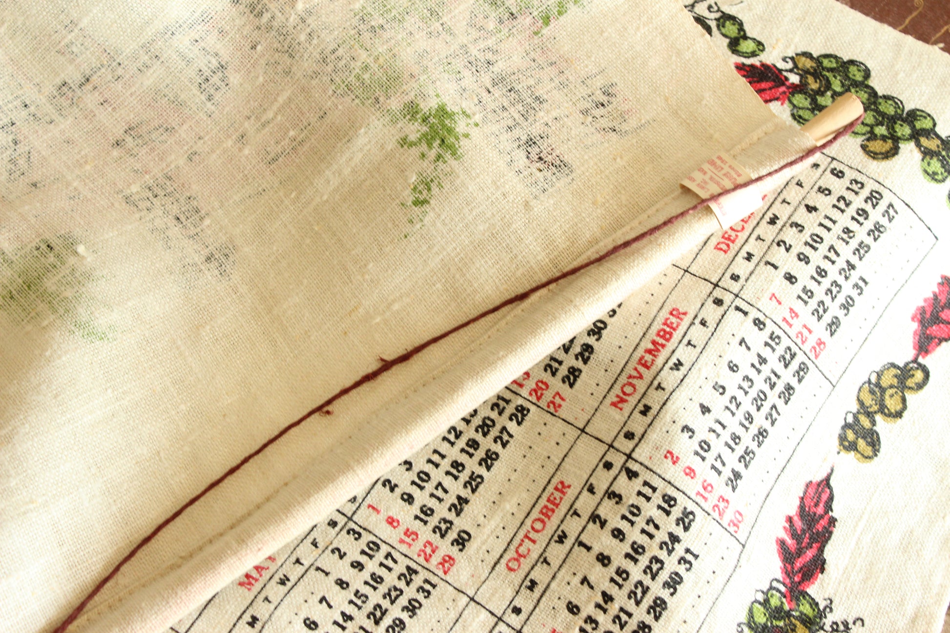 Vintage 1958 Stevens Linen Calendar Towel