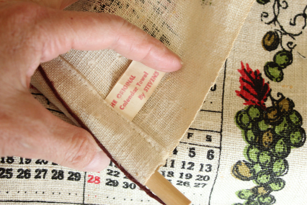 Vintage 1958 Stevens Linen Calendar Towel