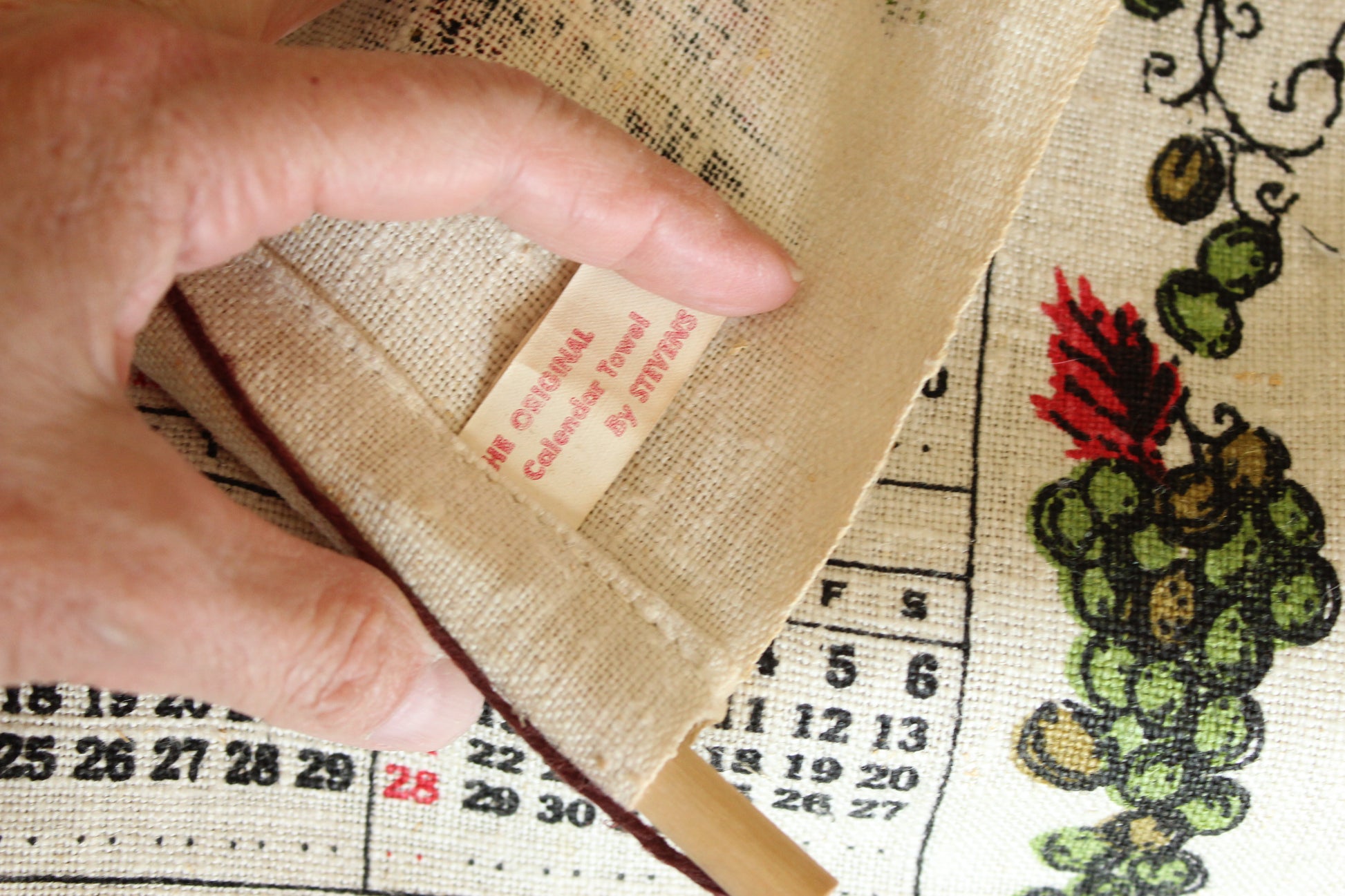 Vintage 1958 Stevens Linen Calendar Towel