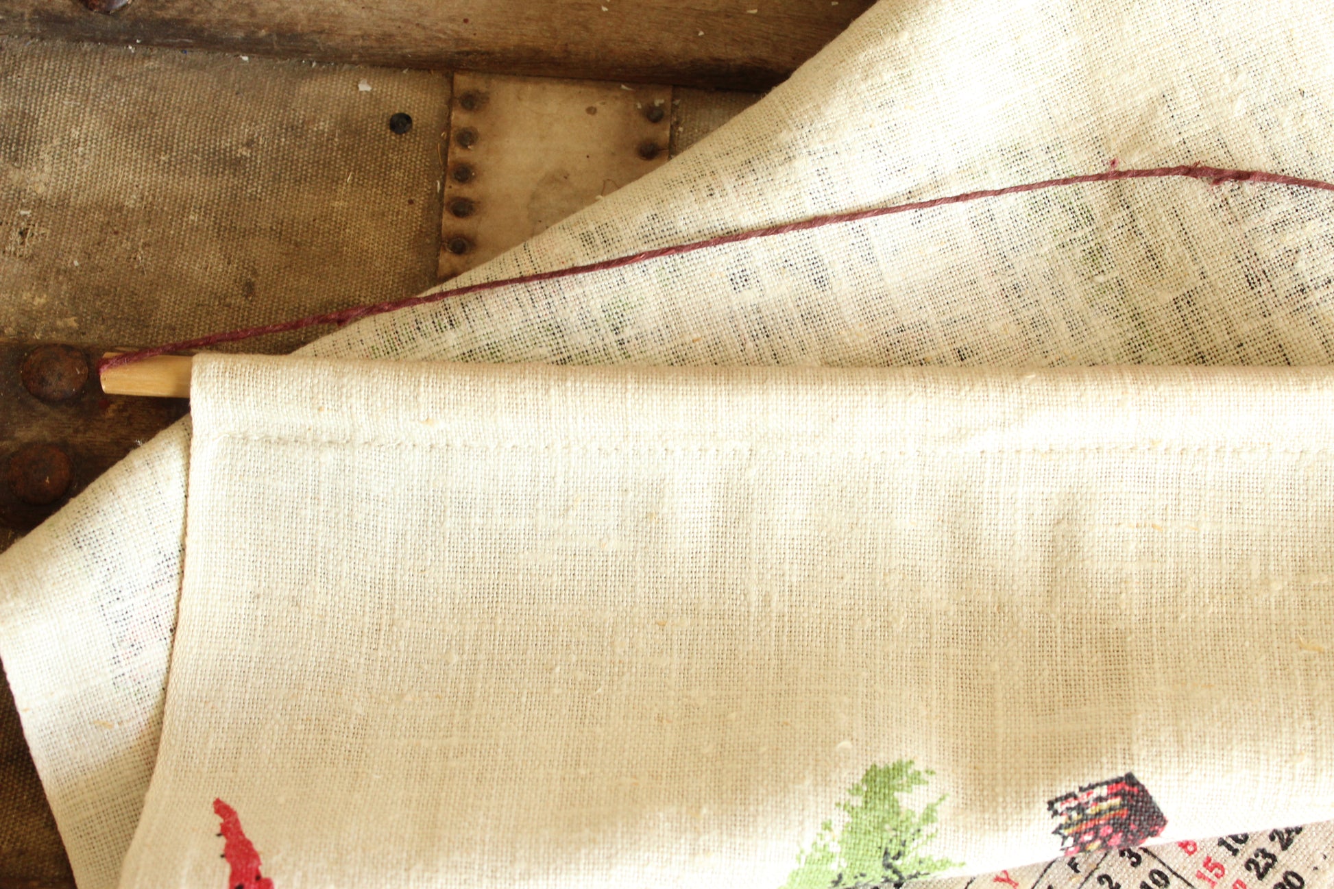 Vintage 1958 Stevens Linen Calendar Towel