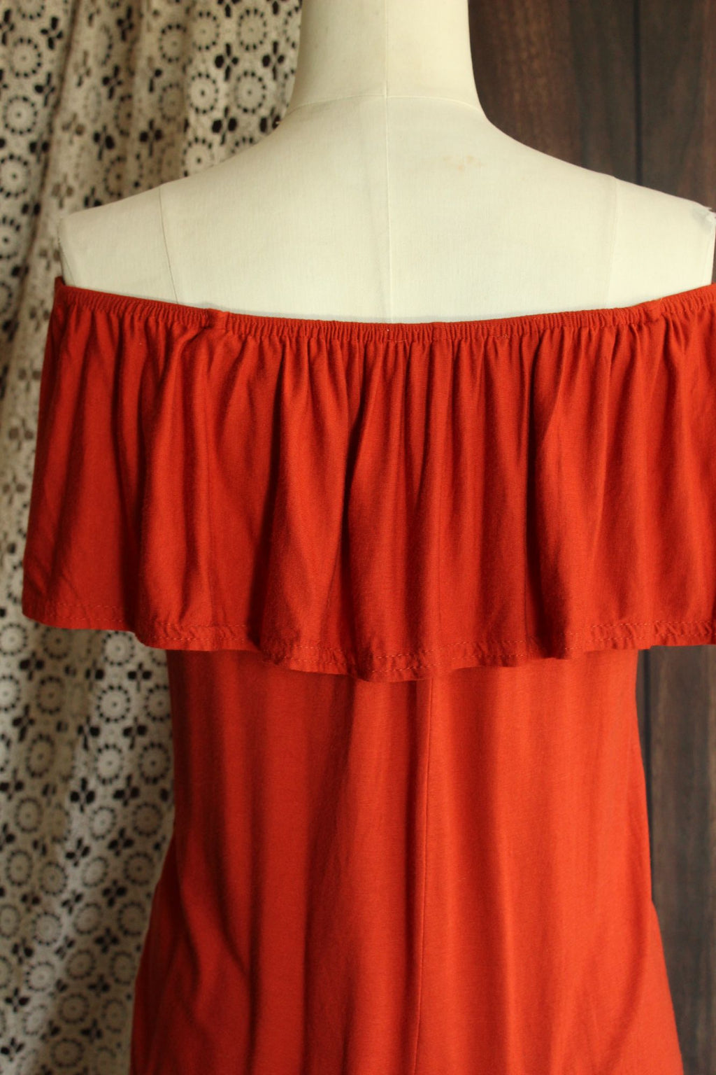 Atmosphere Womens Top, Size 4, Dark Orange Embroidered Mexican Peasant Style