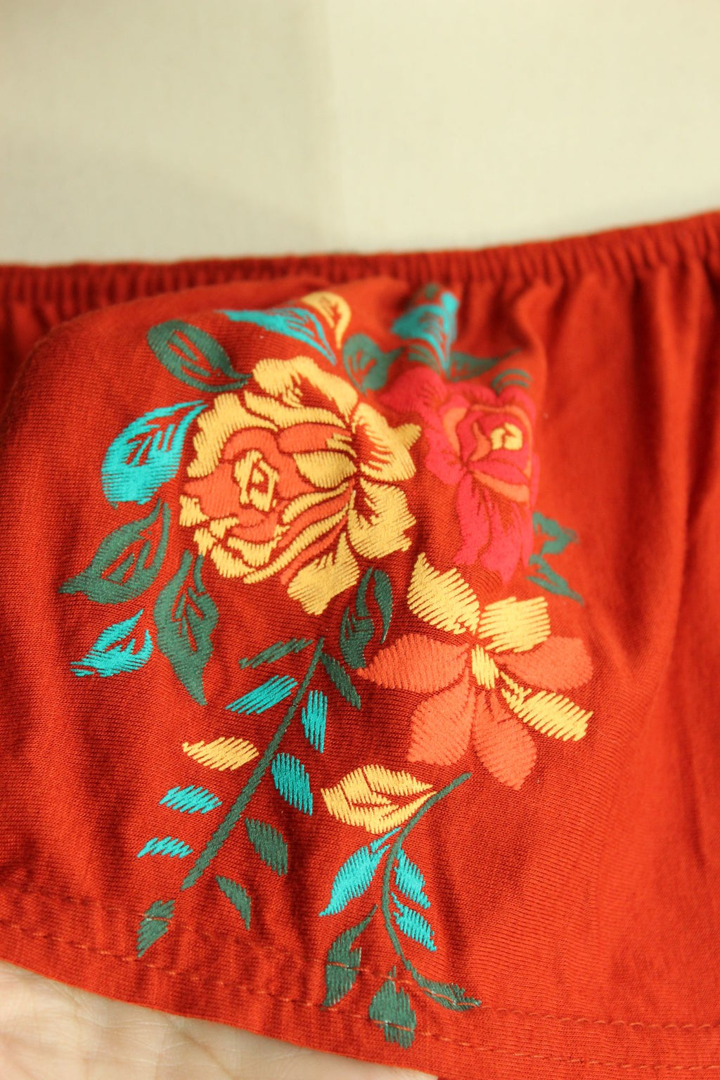 Atmosphere Womens Top, Size 4, Dark Orange Embroidered Mexican Peasant Style