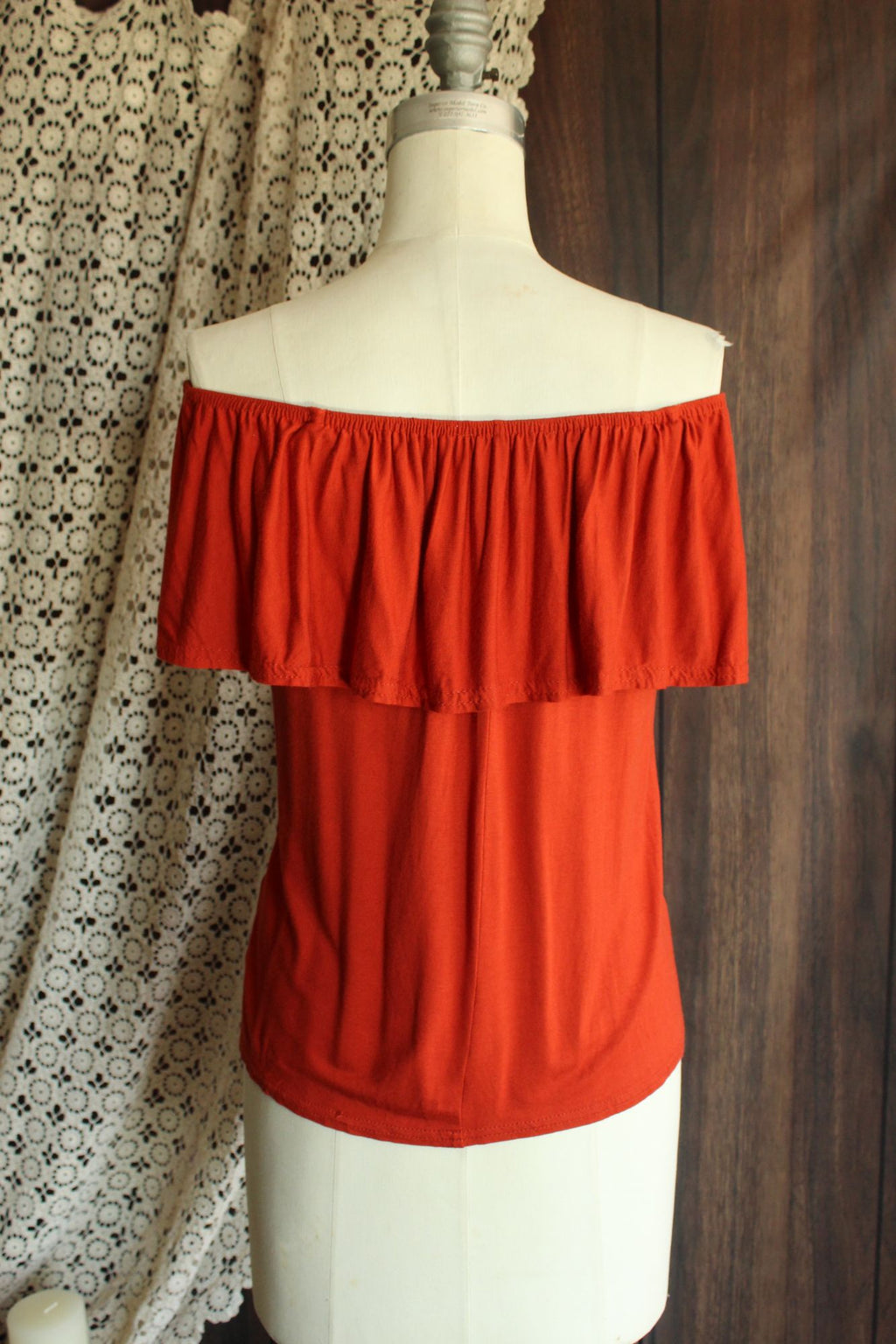 Atmosphere Womens Top, Size 4, Dark Orange Embroidered Mexican Peasant Style