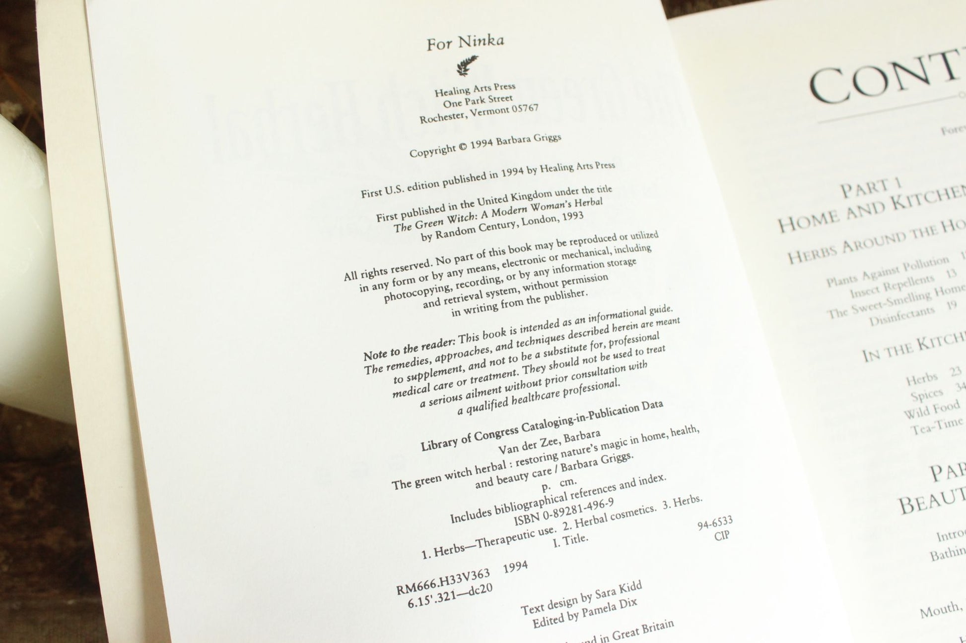 Vintage 1990s Book, "The Green Witch Herbal" by Barbara Griggs, 1994