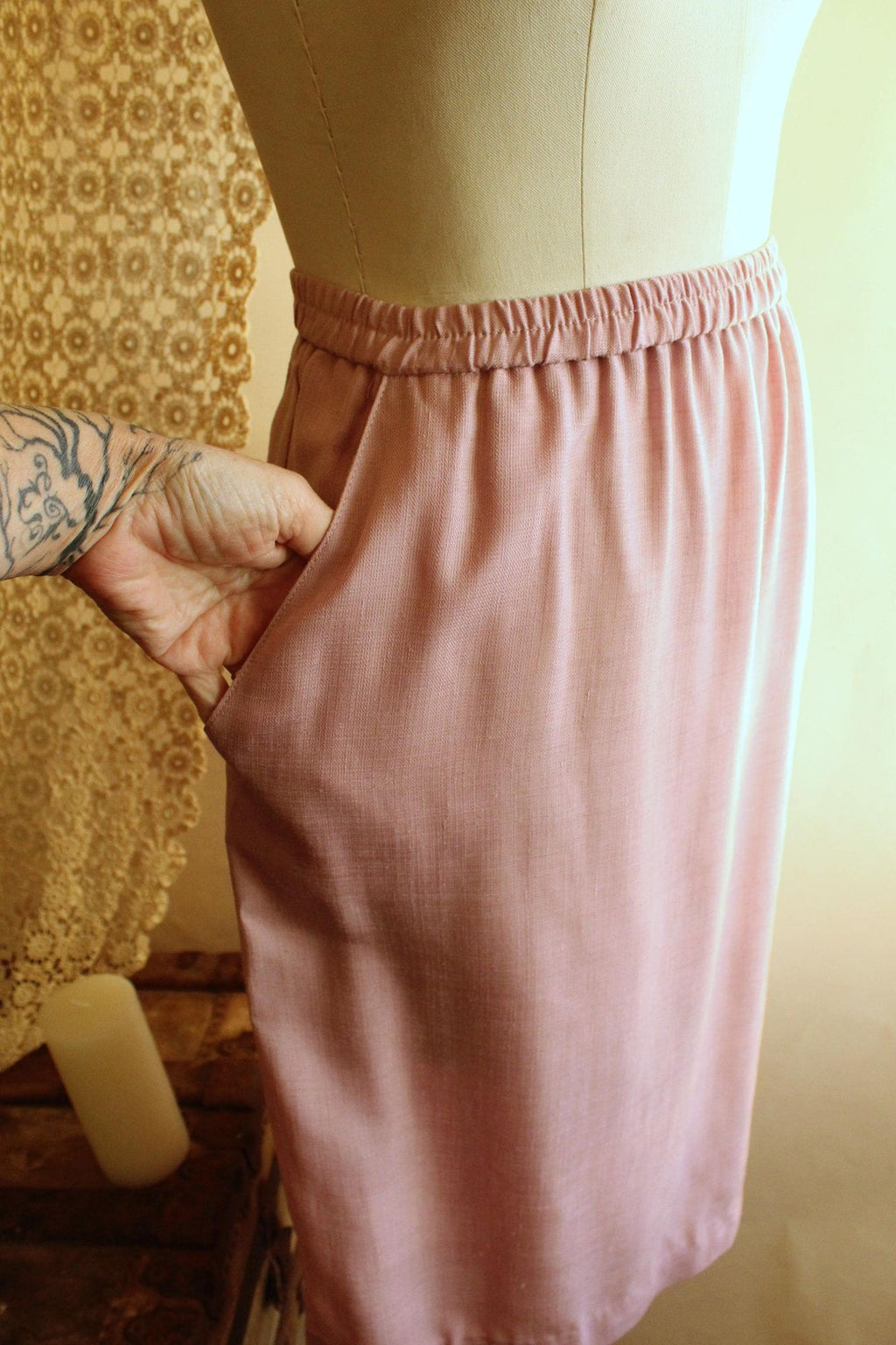 Vintage 1980s Campus Casuals Pink Skirt with Pockets