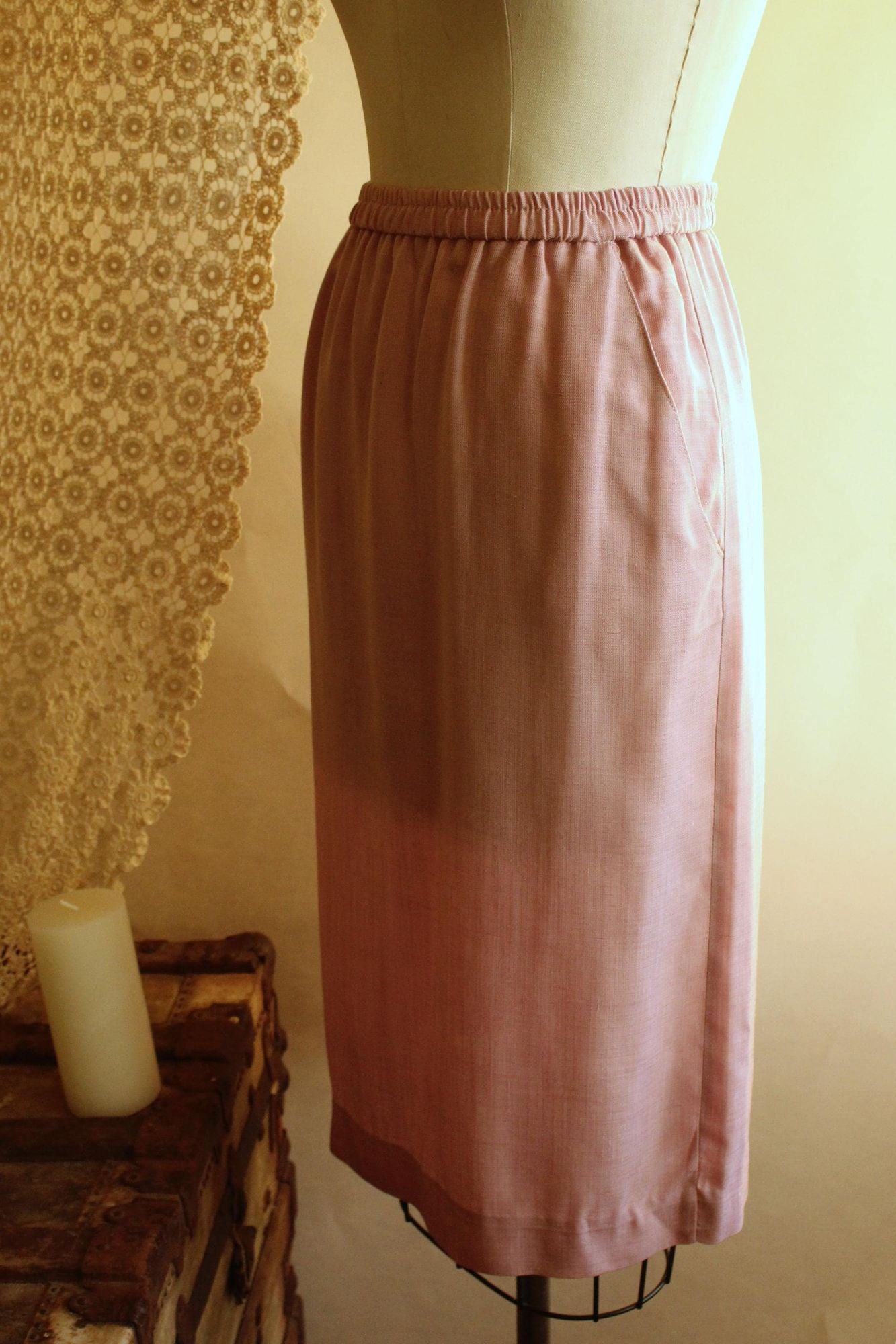 Vintage 1980s Campus Casuals Pink Skirt with Pockets