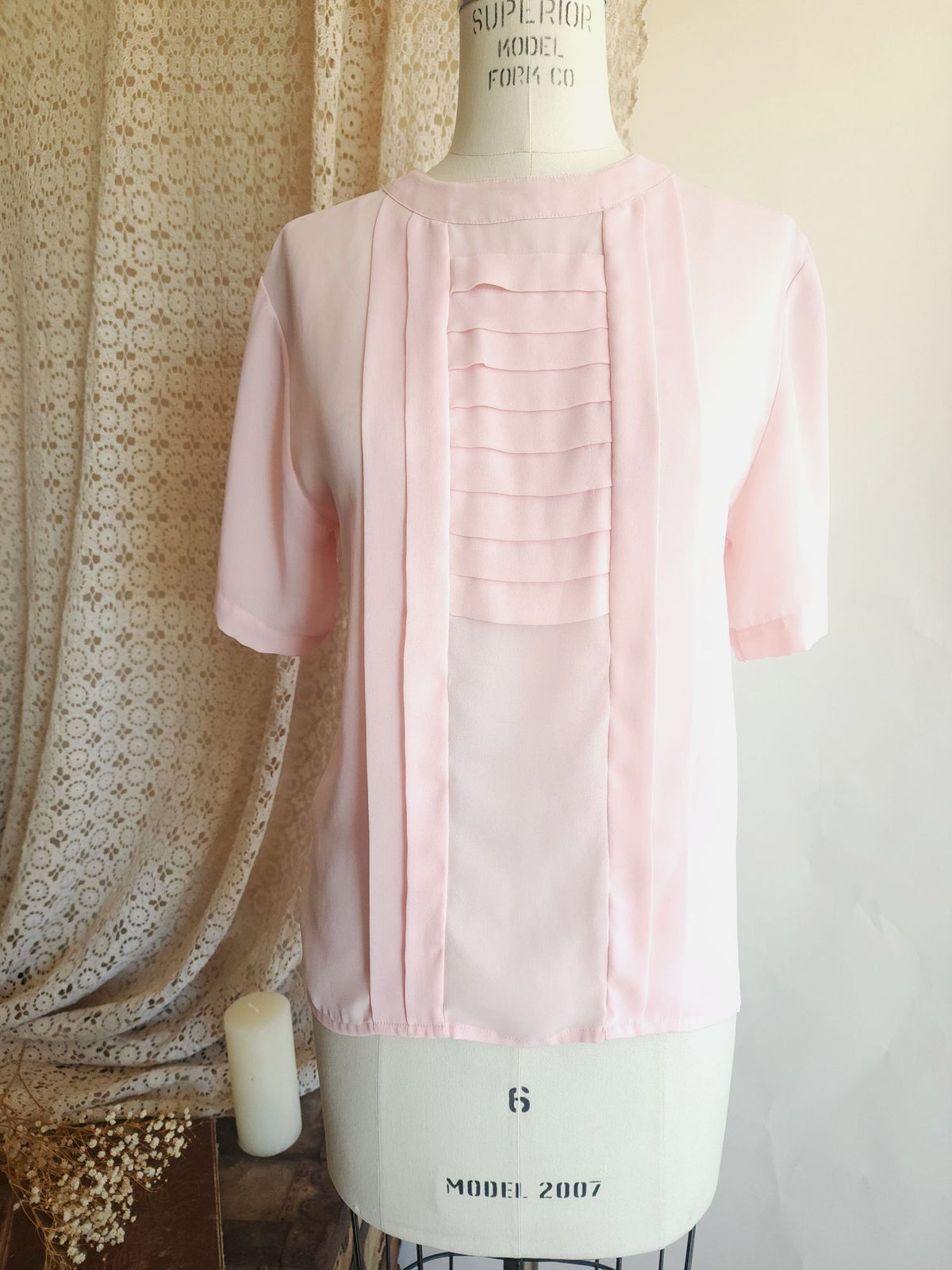 Vintage 1980s 1990s Laura & Jayne Pink Pleated Blouse