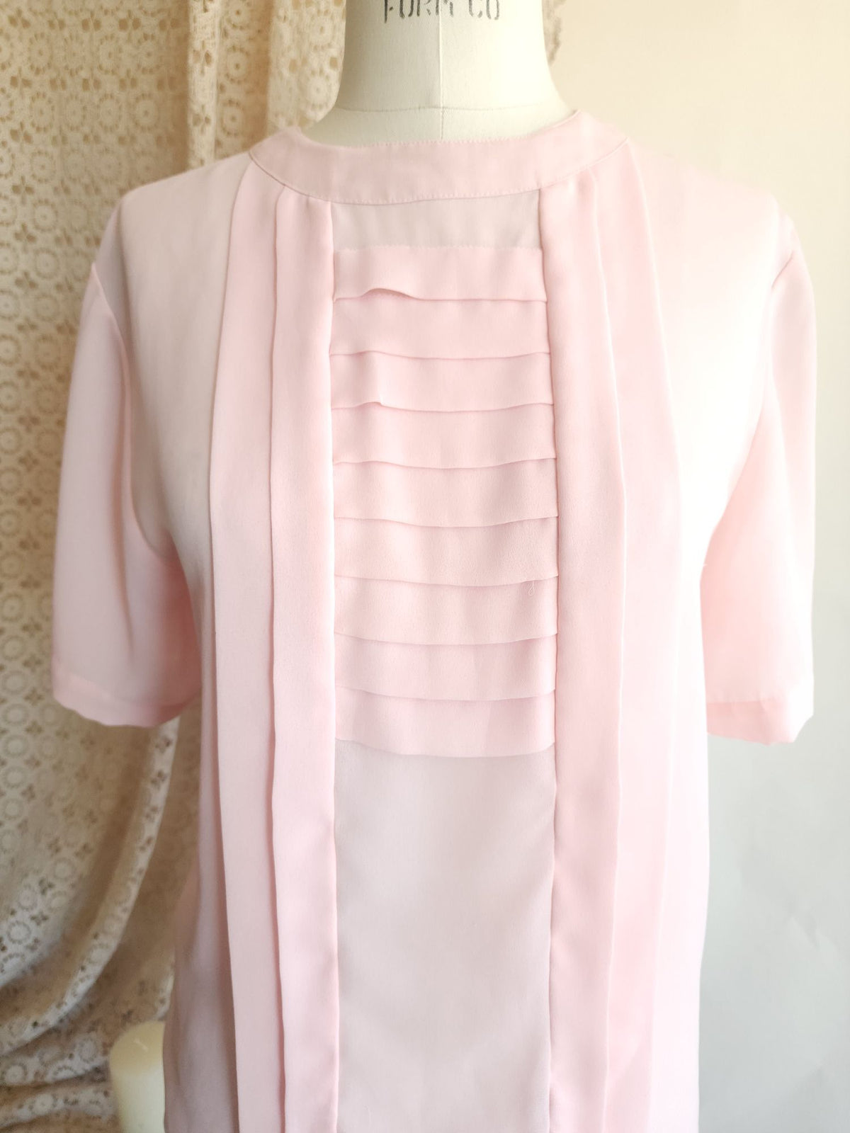 Vintage 1980s 1990s Laura & Jayne Pink Pleated Blouse