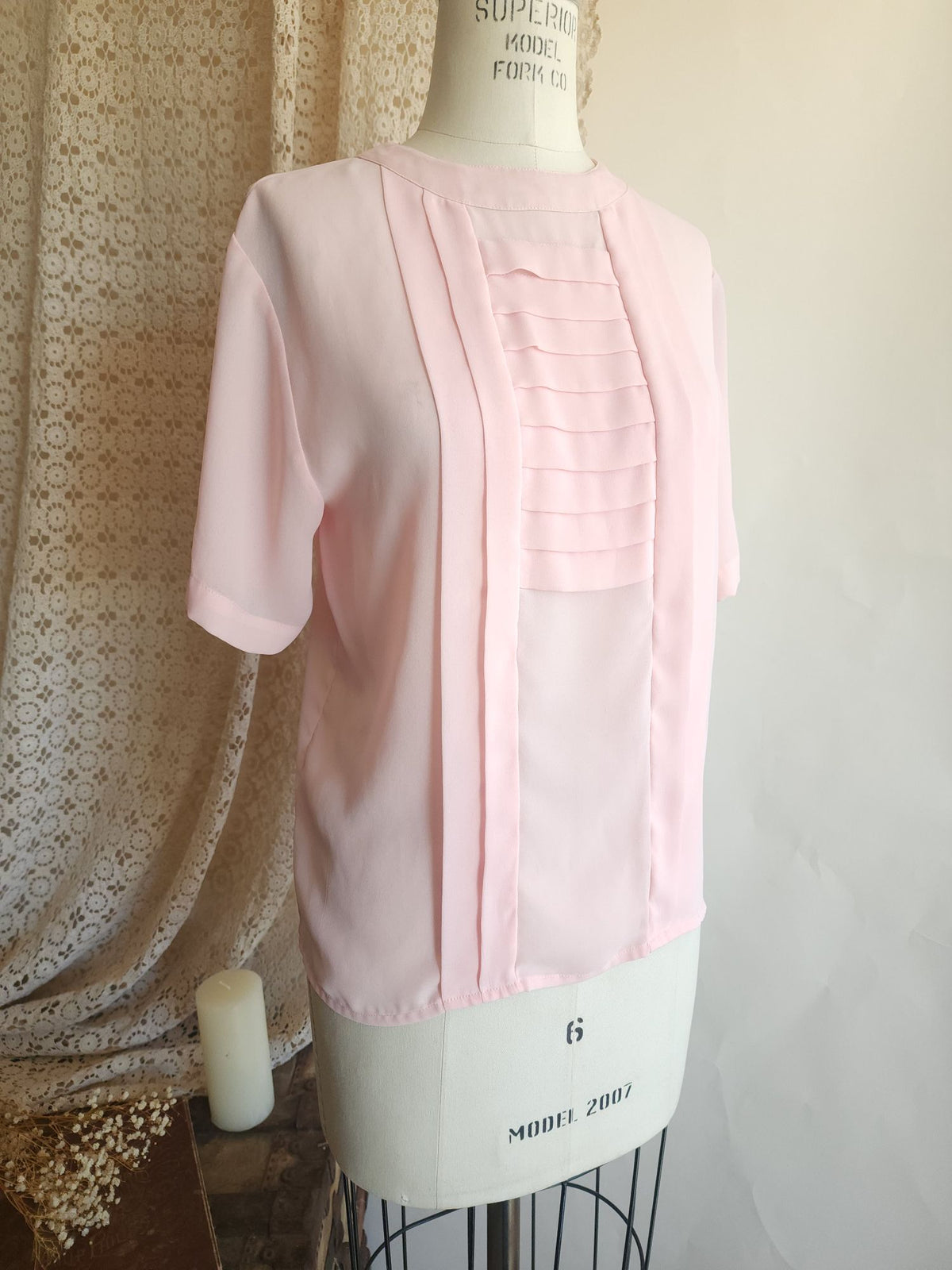Vintage 1980s 1990s Laura & Jayne Pink Pleated Blouse