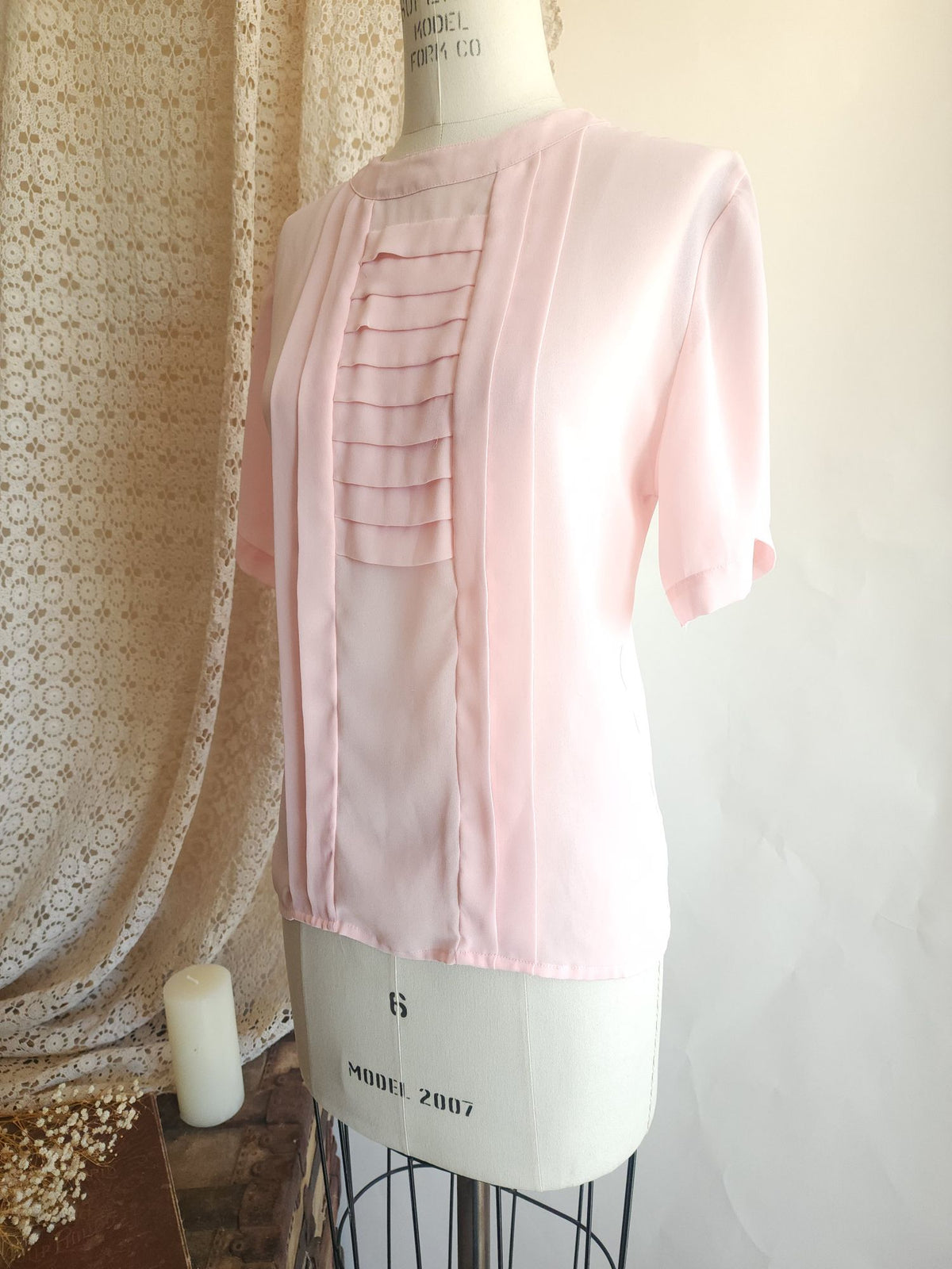 Vintage 1980s 1990s Laura & Jayne Pink Pleated Blouse