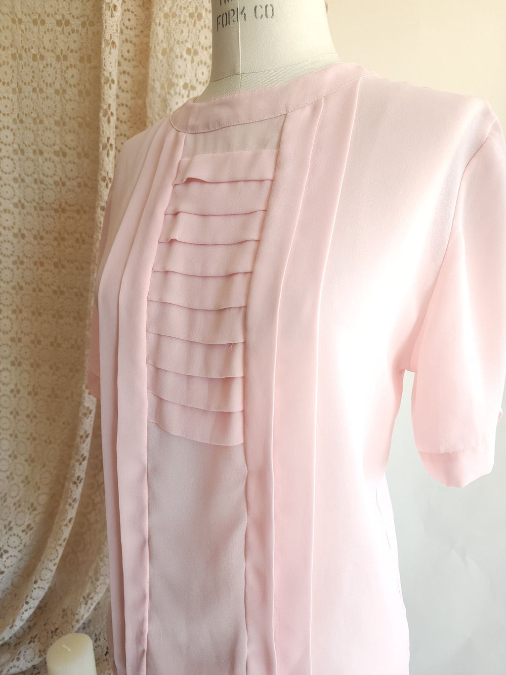 Vintage 1980s 1990s Laura & Jayne Pink Pleated Blouse