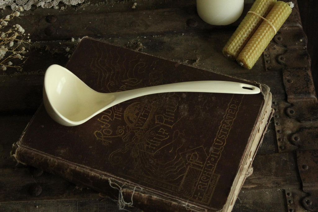 Vintage 1970s Large Cream Melamine Ware Serving Spoon