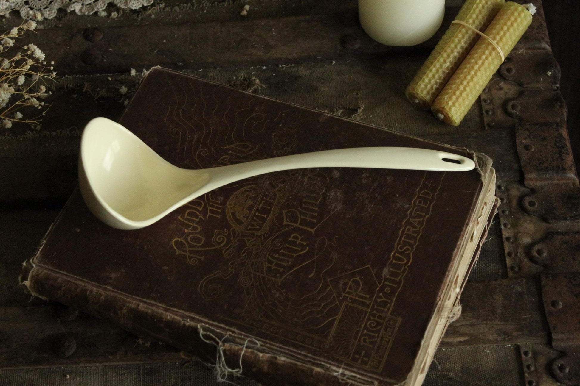 Vintage 1970s Large Cream Melamine Ware Serving Spoon
