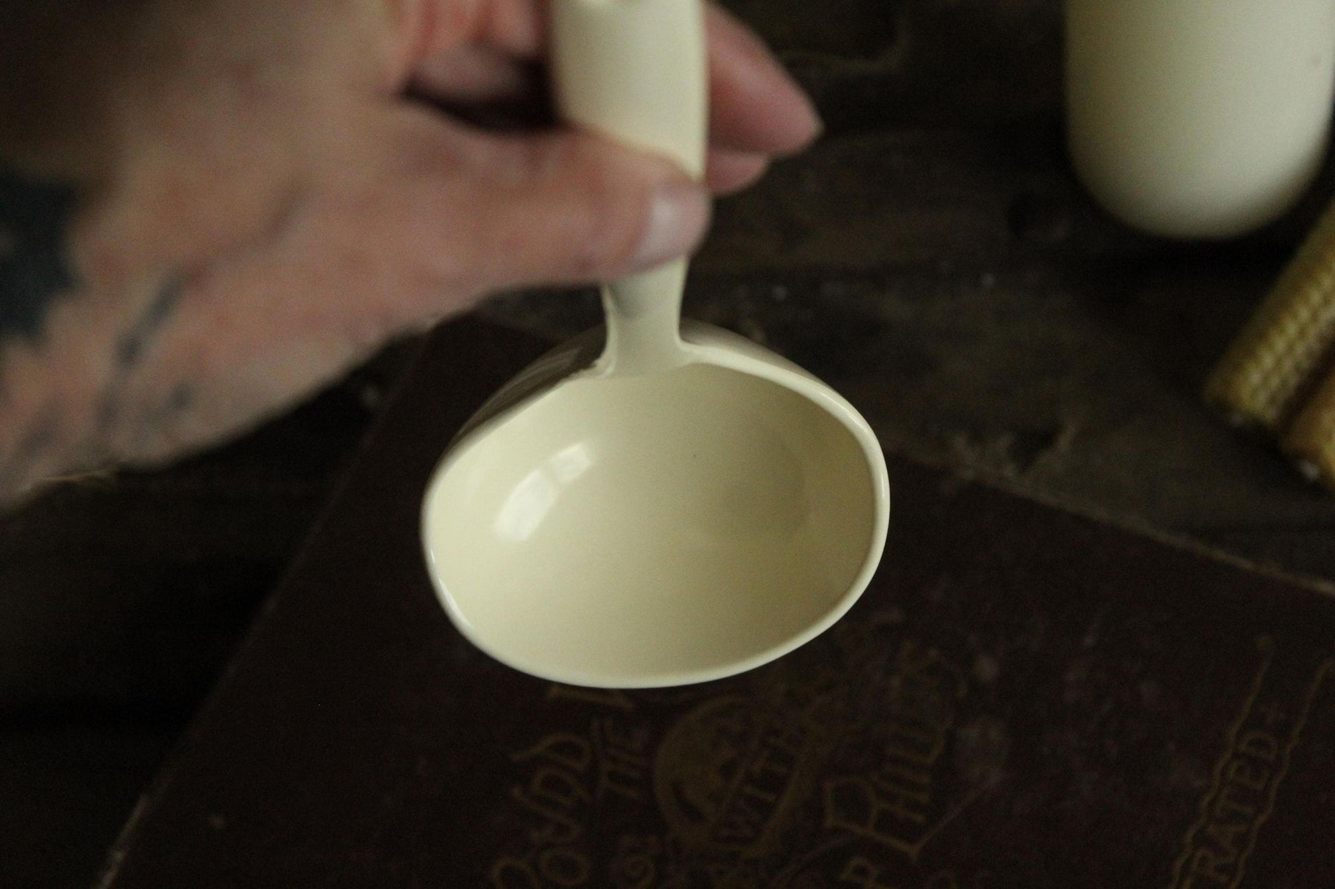 Vintage 1970s Large Cream Melamine Ware Serving Spoon