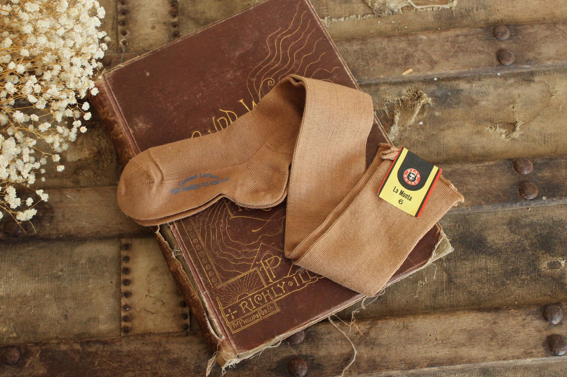 Vintage New with Tags Beige Thigh High Children's Socks