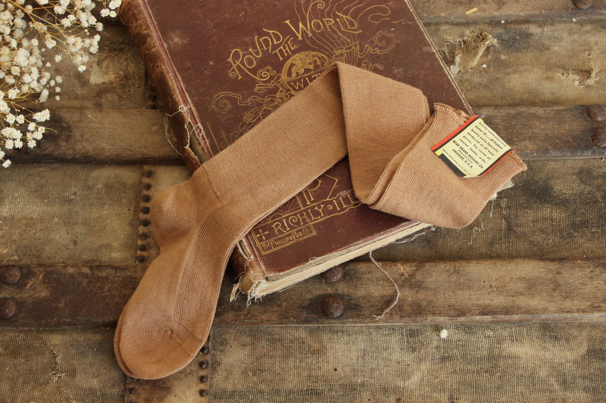 Vintage New with Tags Beige Thigh High Children's Socks