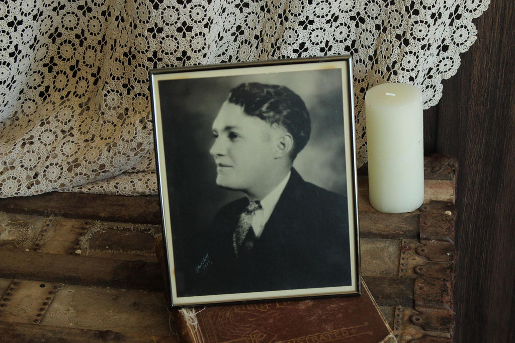 Vintage 1930s Black and White Studio Men's Portrait Photograph