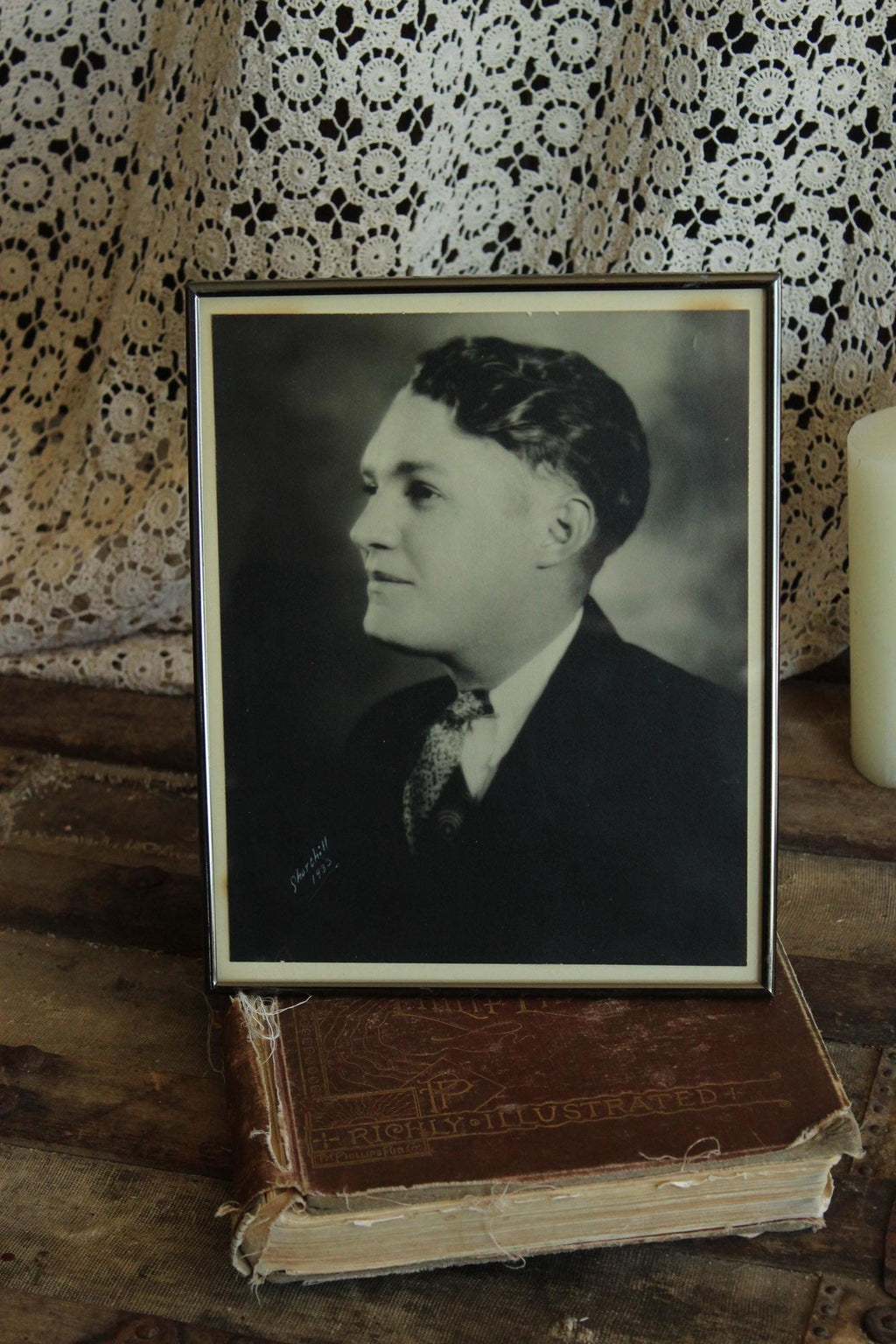 Vintage 1930s Black and White Studio Men's Portrait Photograph