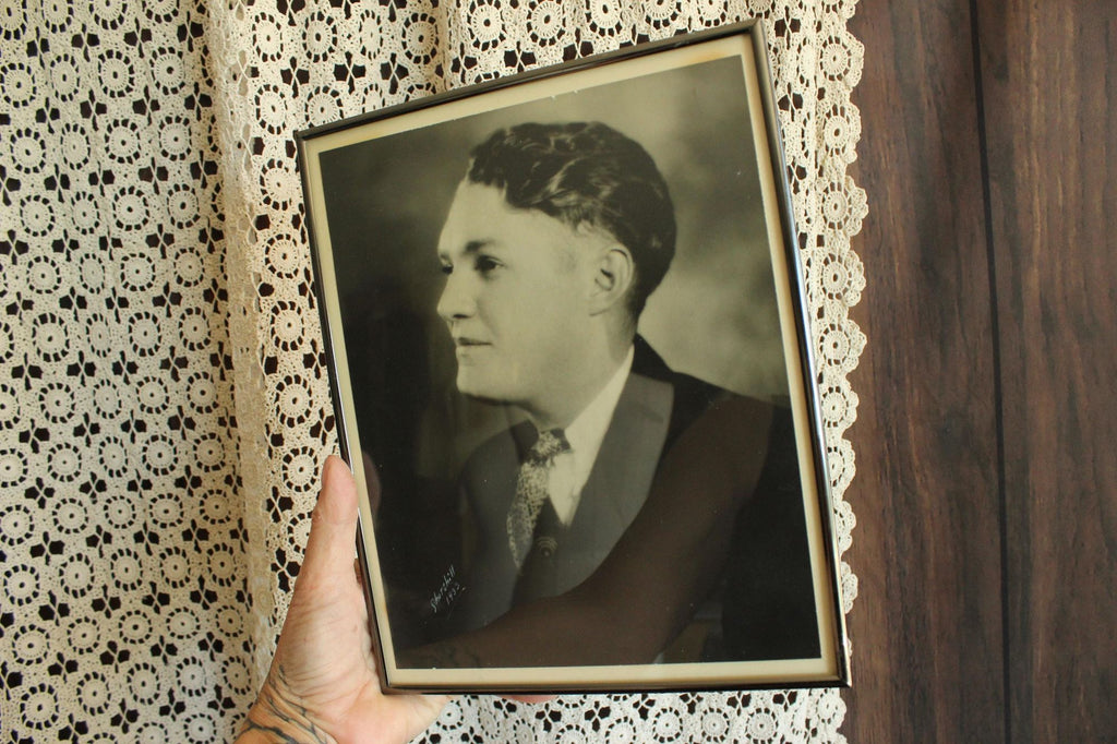 Vintage 1930s Black and White Studio Men's Portrait Photograph