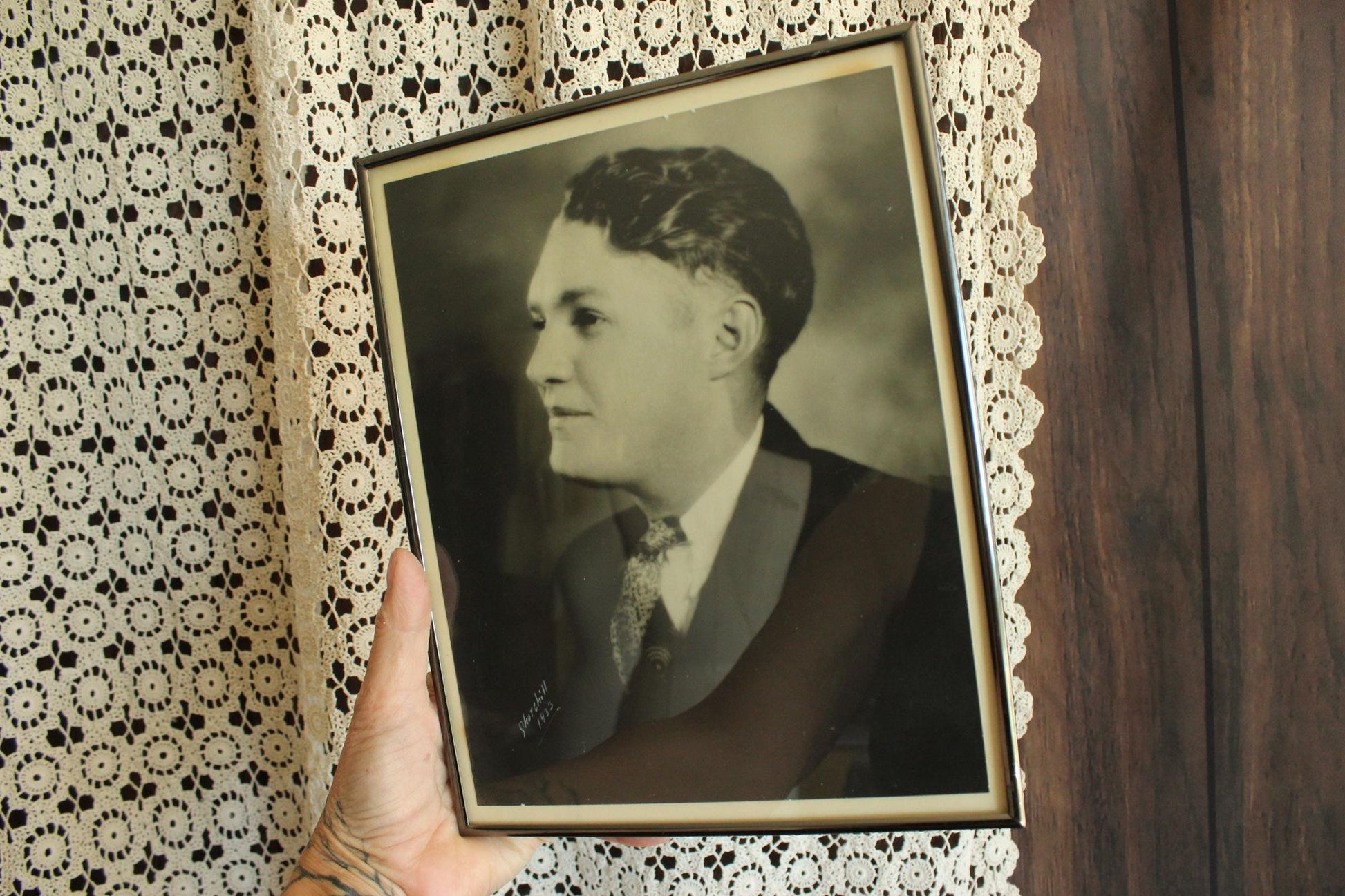 Vintage 1930s Black and White Studio Men's Portrait Photograph
