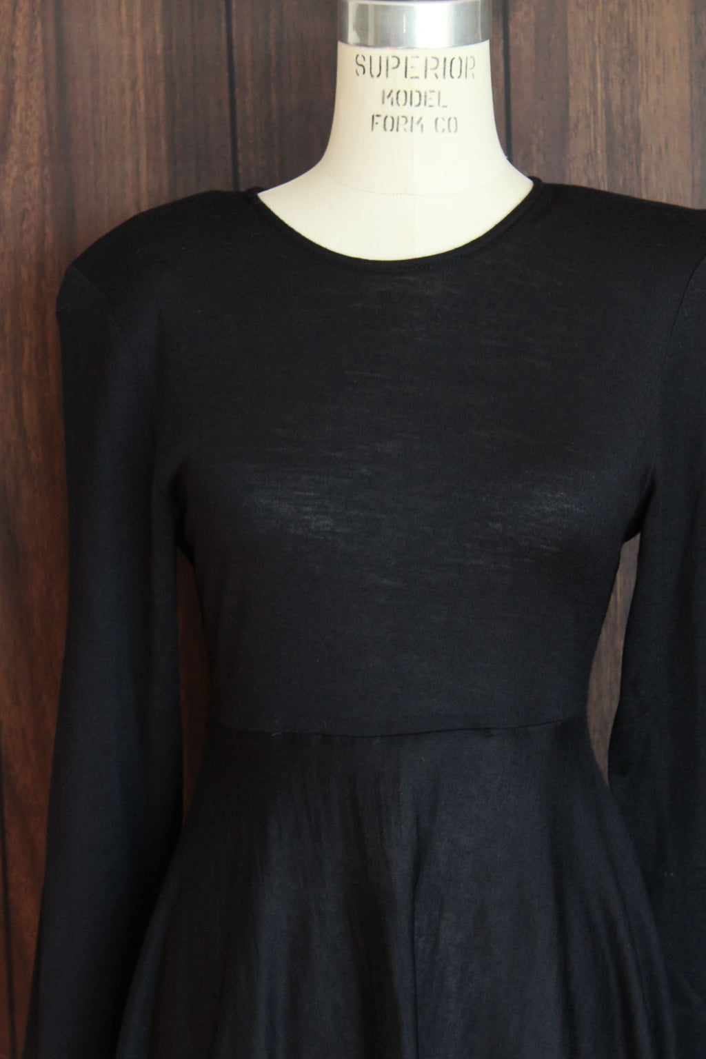Vintage 1980s Axiom Black Wool Blend Dress with Buttons in Back
