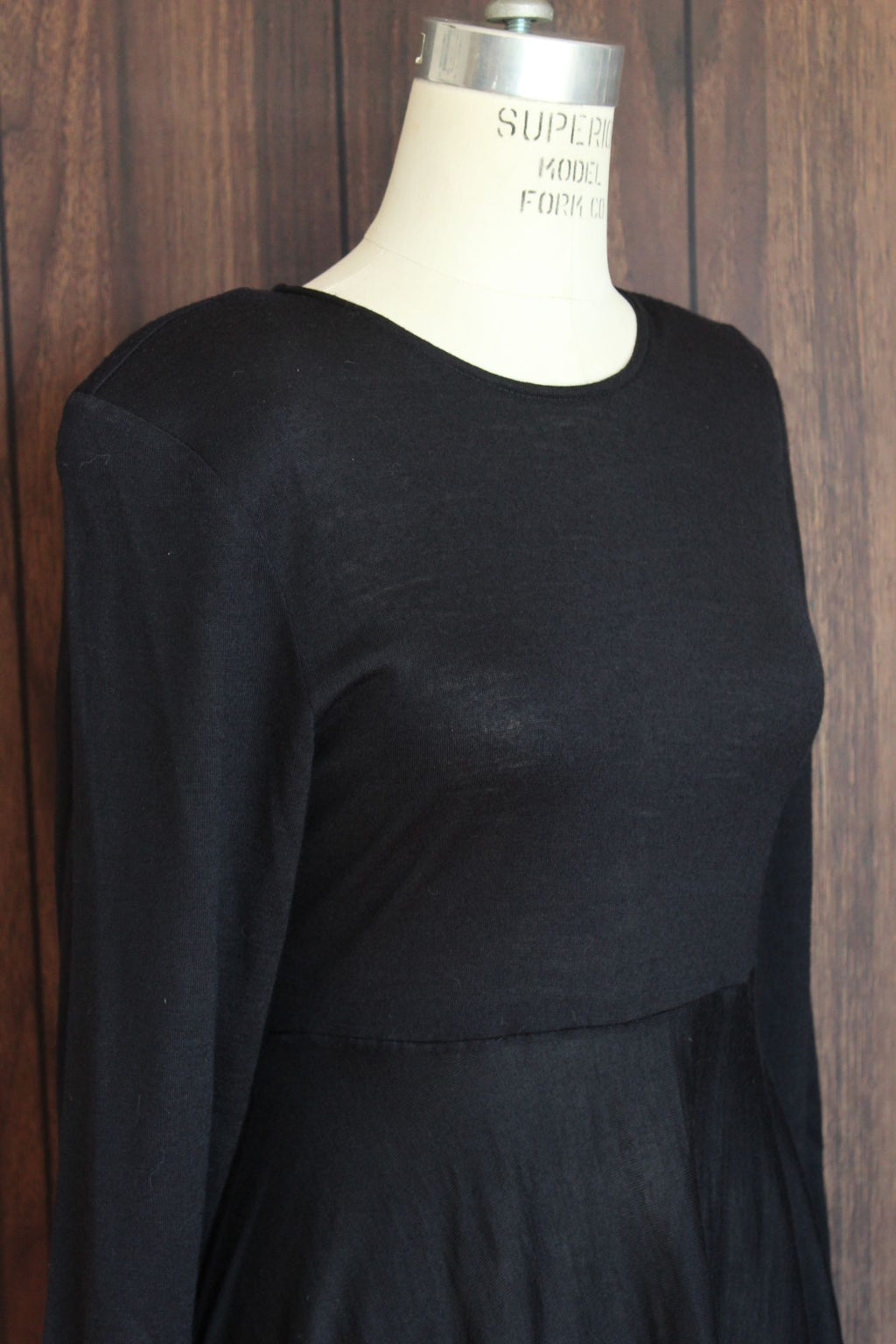 Vintage 1980s Axiom Black Wool Blend Dress with Buttons in Back